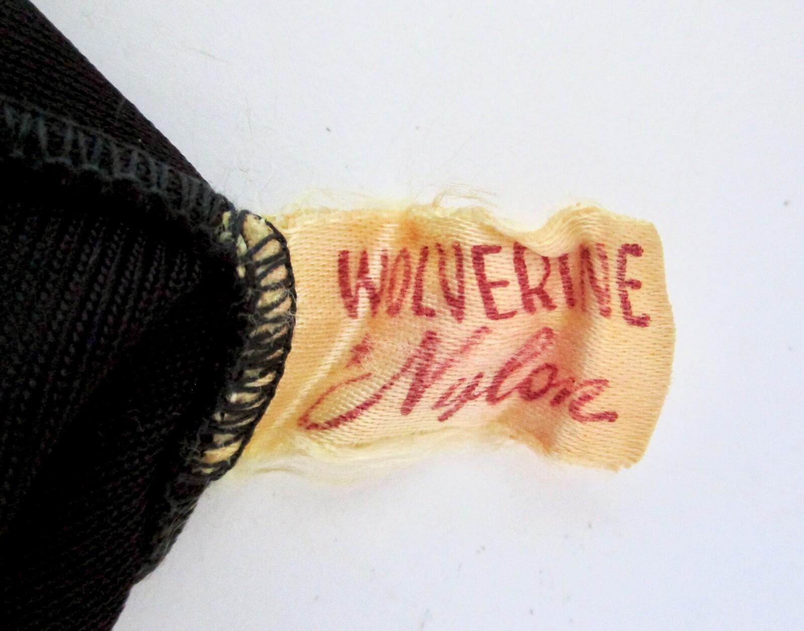 Vtg 50s 60s Wolverine Black Nylon Knit Full Midi Slip Ribbon Straps Burlesque 38