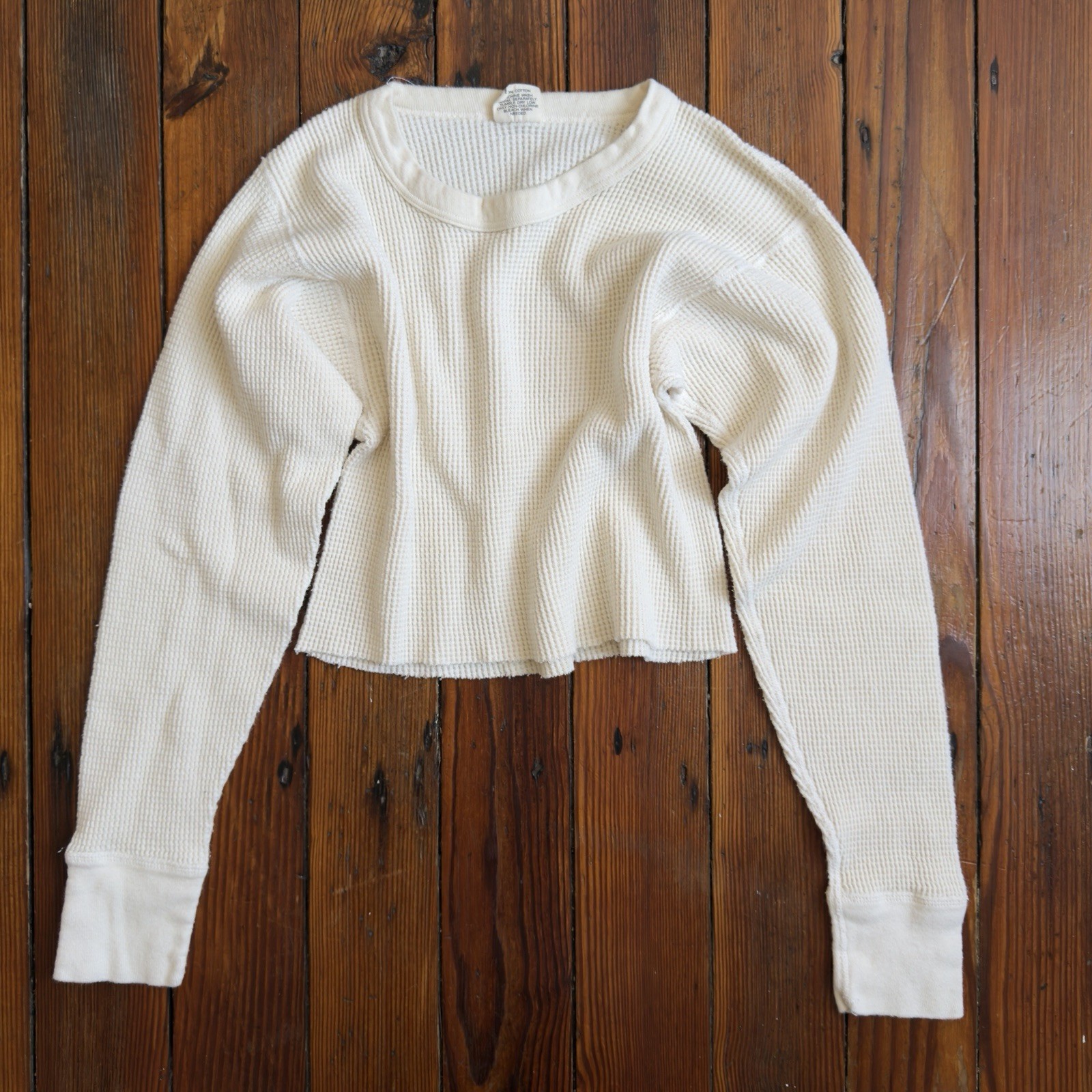 Vintage Northwest Territory off white waffle thermal top 100% cotton cropped