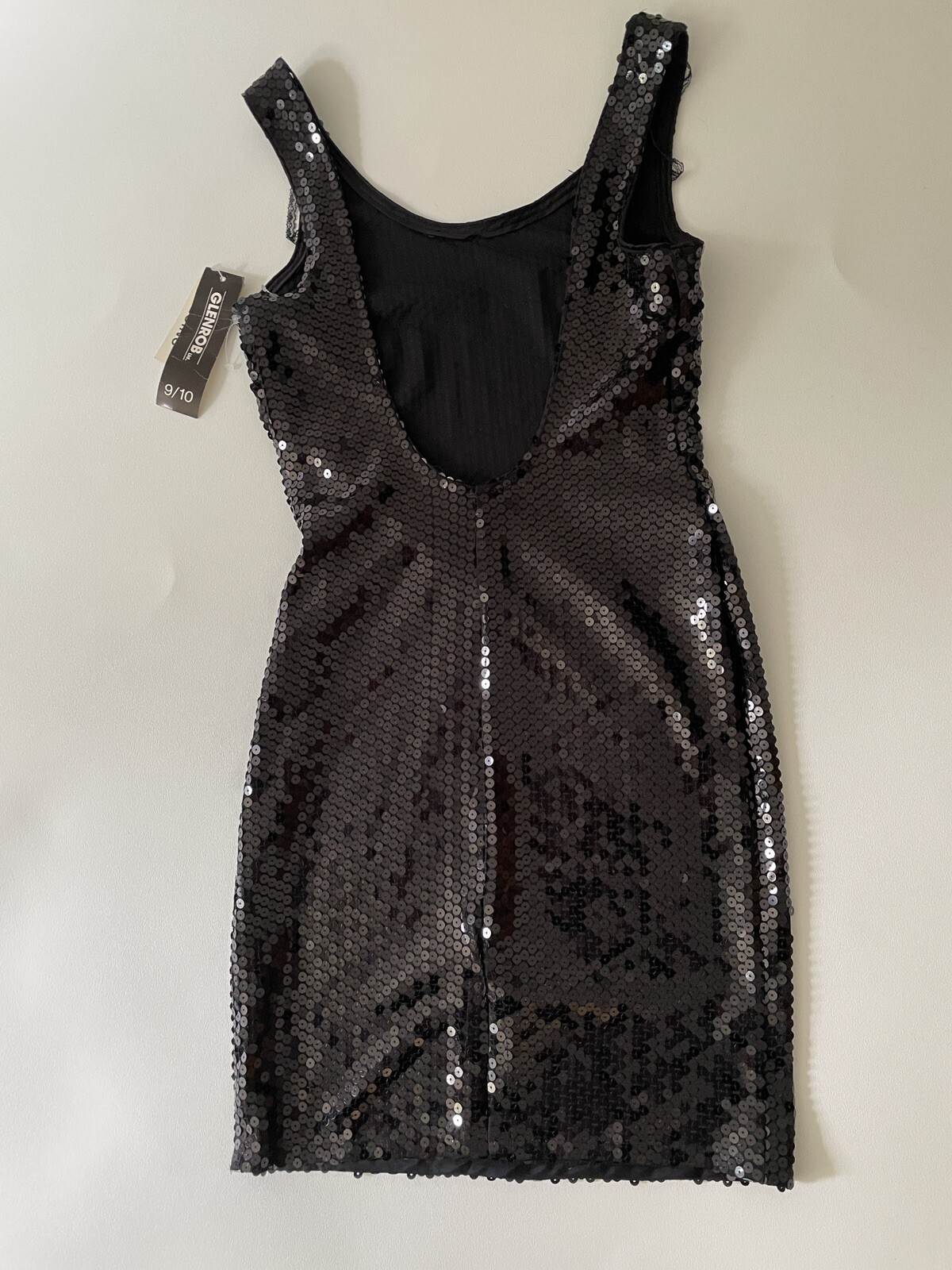 Vintage Y2k Dress Sequin Bodycon Backless By GlenRob Home Coming Evening Black
