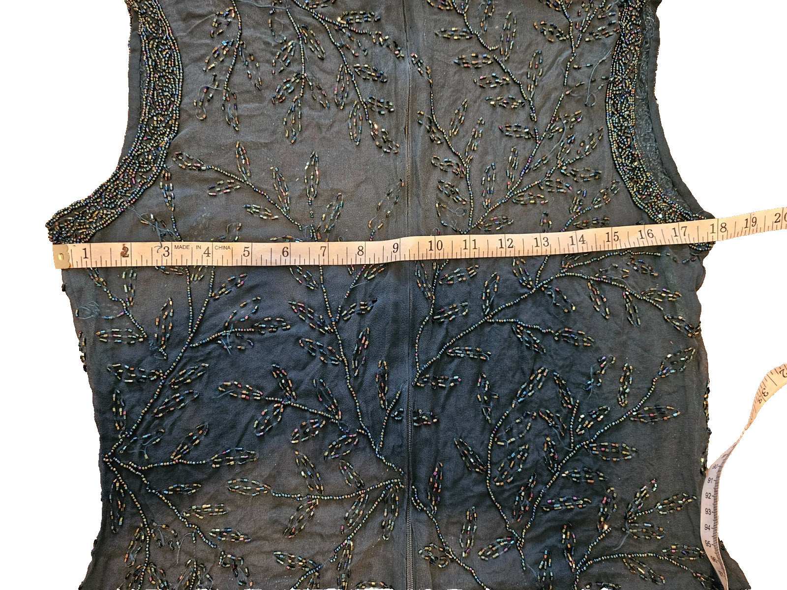 Jasjas Designs New York VTG Women’s Silk Beaded Sleeveless Sequin Top GRN Size L
