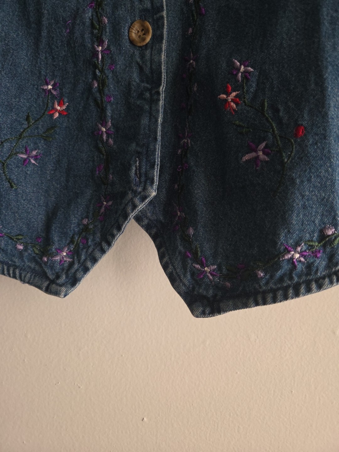 Vintage 90s Bobbie Brooks Blue embroidered Floral Demi Vest 14w/16w