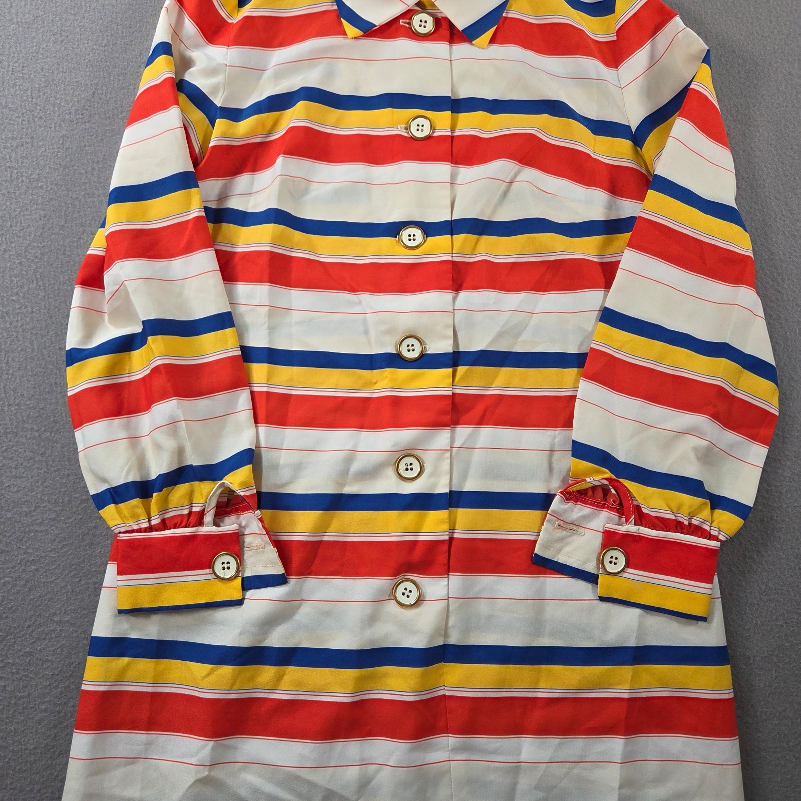 Vintage Andrea Gayler Shirt Dress Womens Small Striped Long Sleeve 70s Collared
