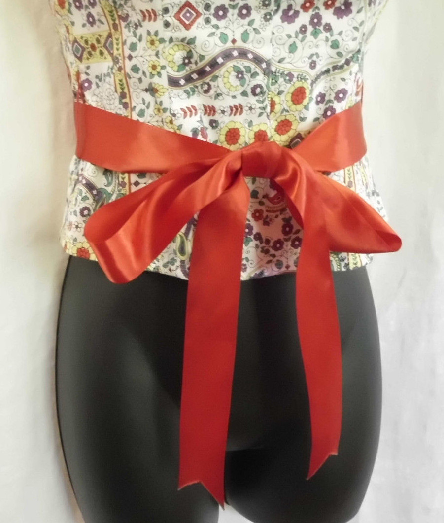 Vintage Notice Strapless Blouse Size 2 Cotton Blend Multi Floral & Geomet Lined