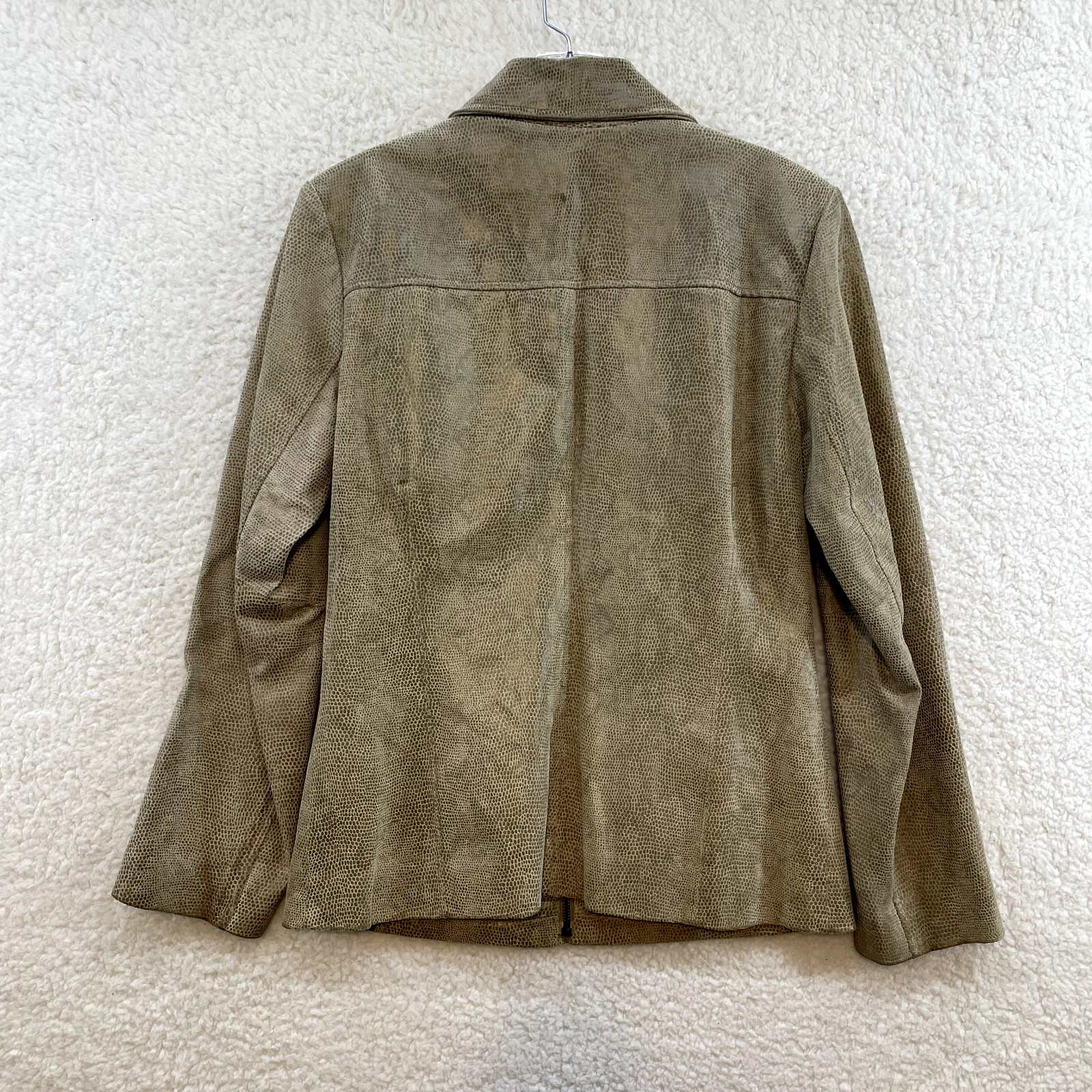 Vintage Leather Jacket Small Medium Womens Tan Beige Faux Snakeskin Pebble