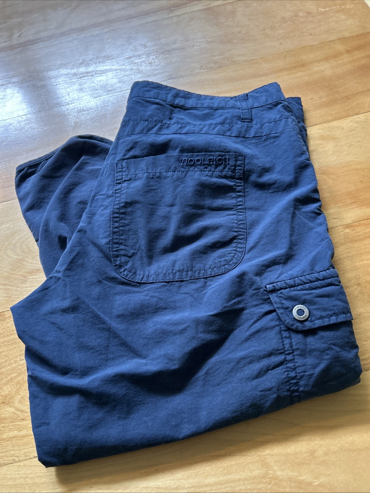 Vtg true 80s Woolrich Capri Shirts cargo pocket Navy Blue dark Women’s-size 8
