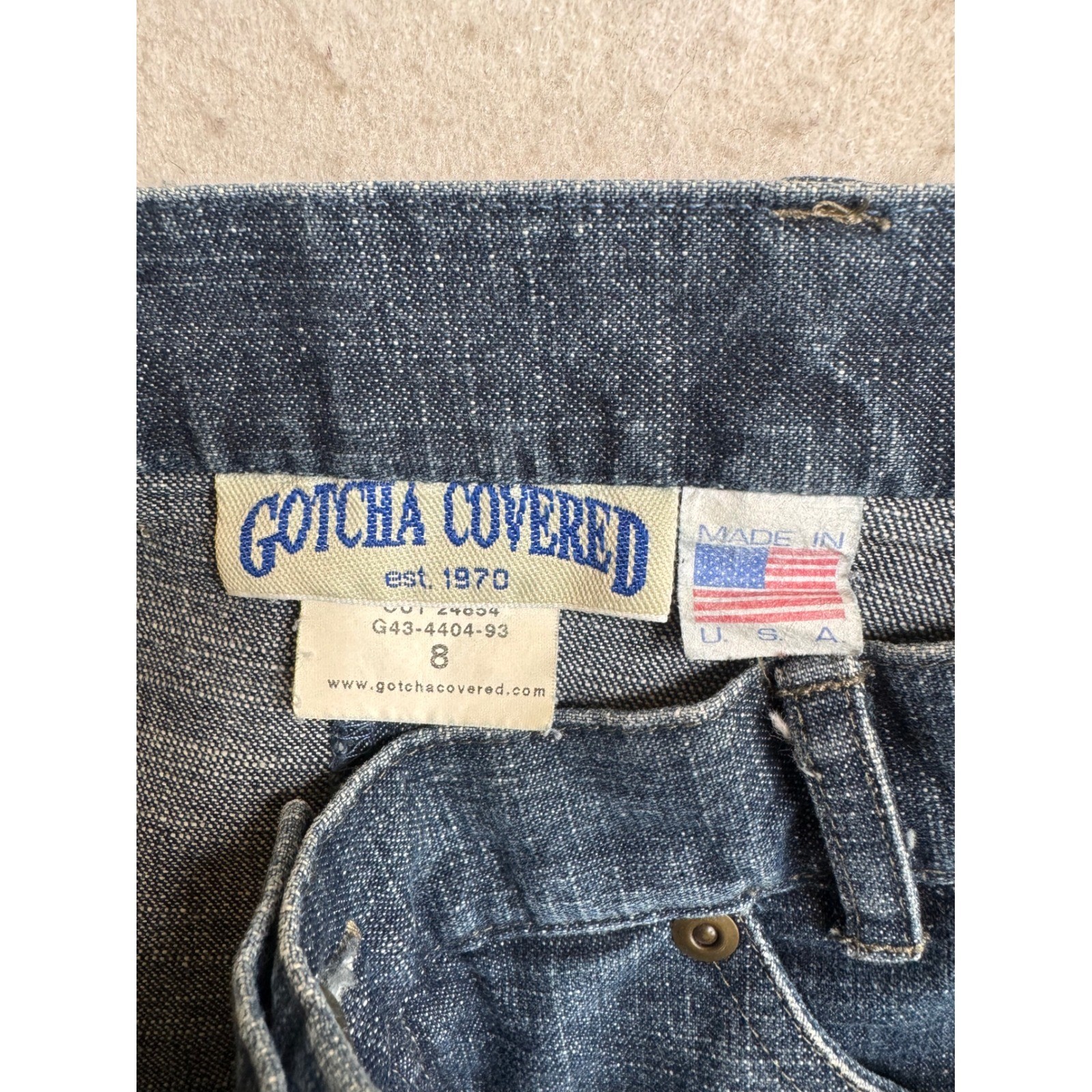 Gotcha Covered Vintage Denim Midi Skirt Indigo Blue High Waist Made in USA 8