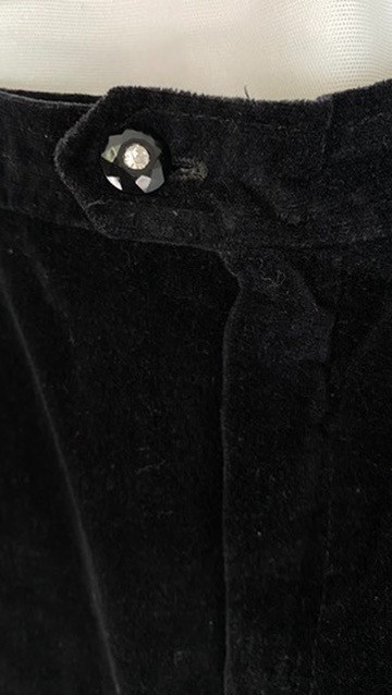 Vintage 1960s black velveteen wide leg pants S rhinestones high waist cotton