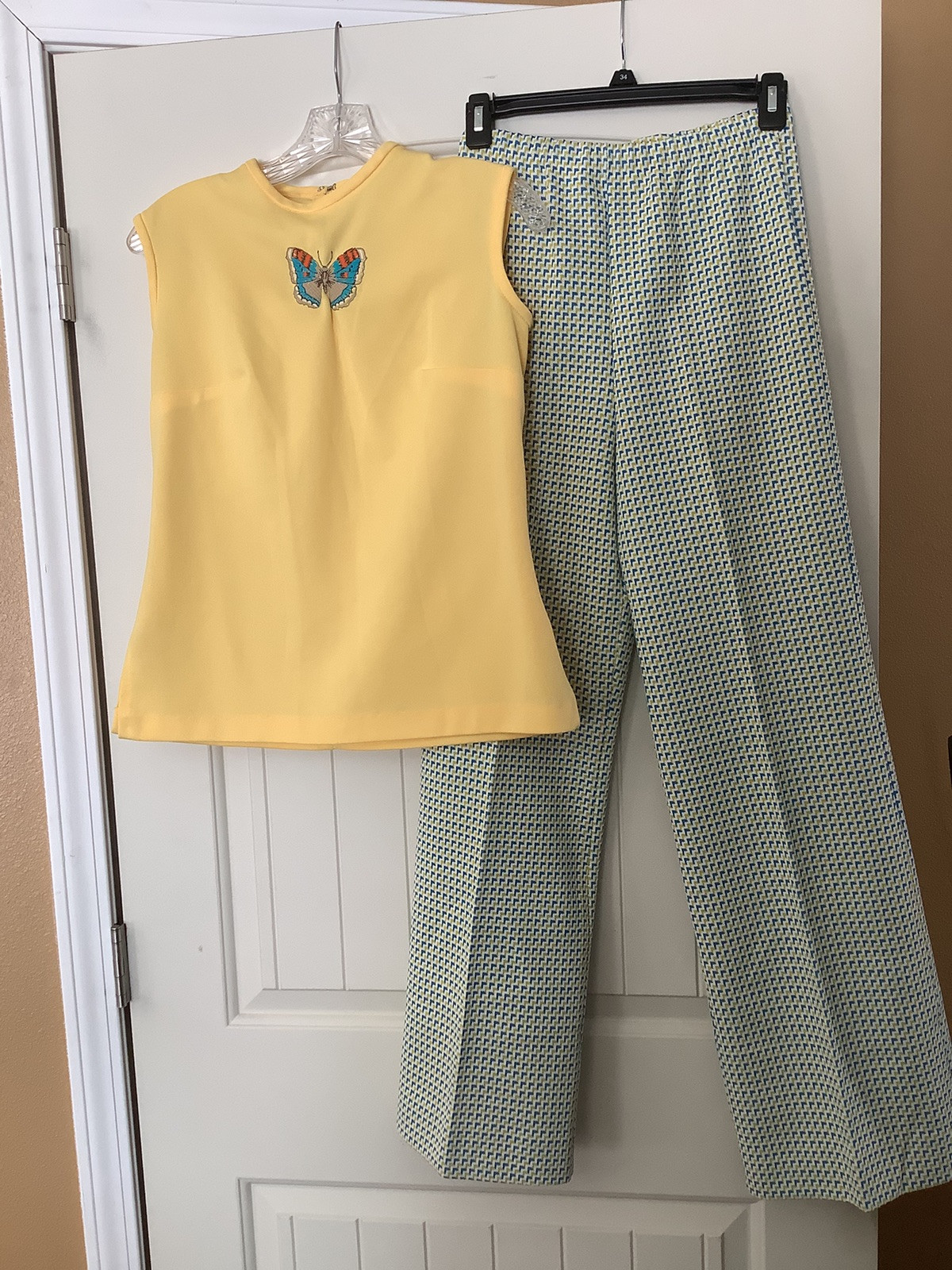 Vtg 1960s 1970s HAMILTON 8 DALLAS Butterfly Groovy Mod Top Pants Movie Prop