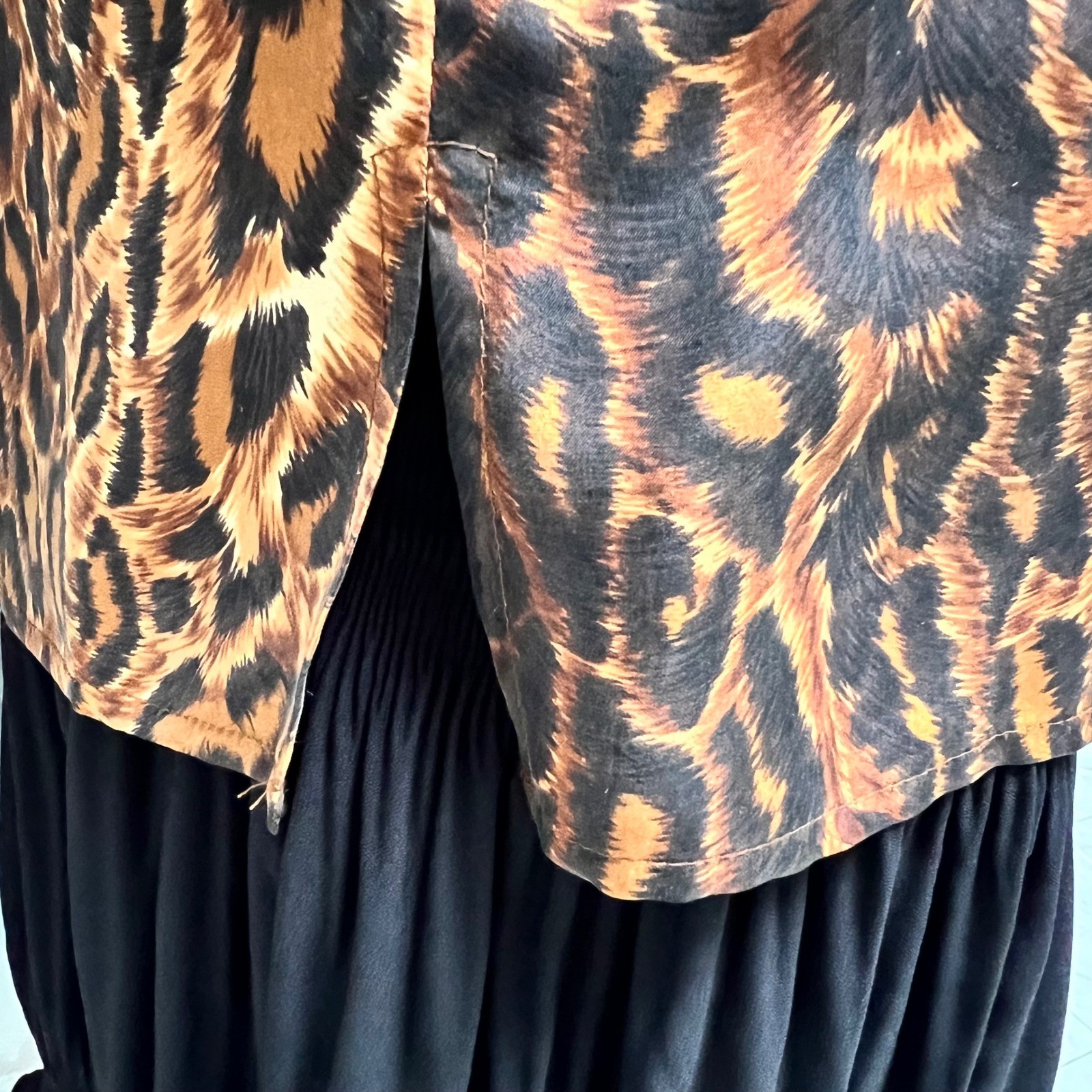 Vintage 90s Express Silk Leopard Print Tank Top XS Office Siren Mob Wife Chic