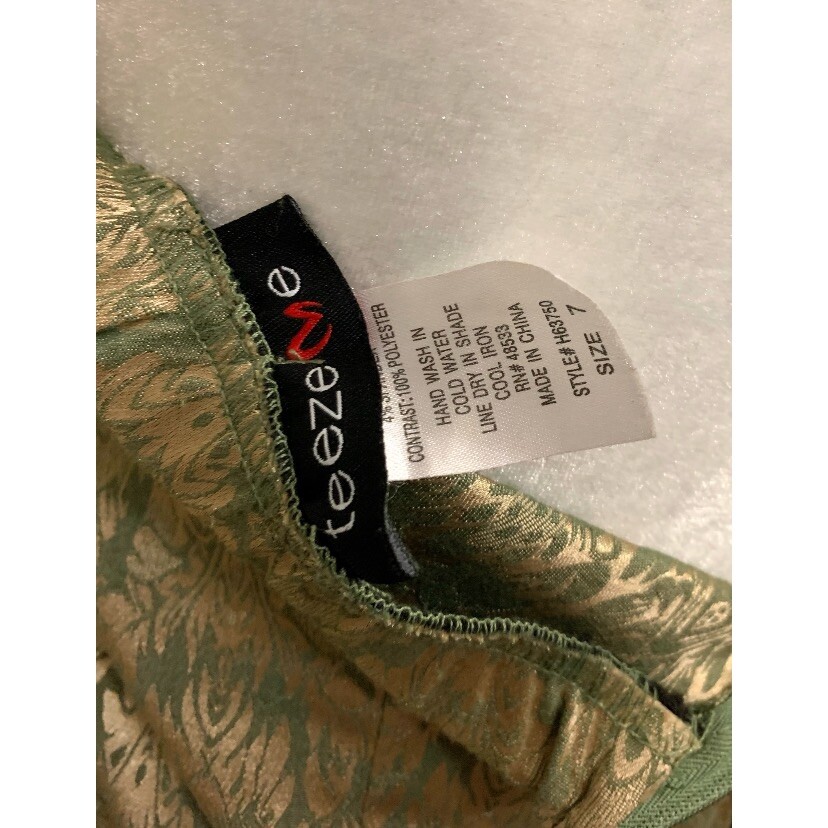Teeze Me Vintage Y2K Green Satin Strapless Dress Juniors 7