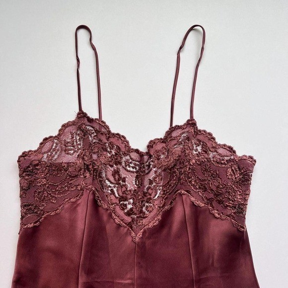 Inner Most Vintage Mauve Slip Dress Lace Trim