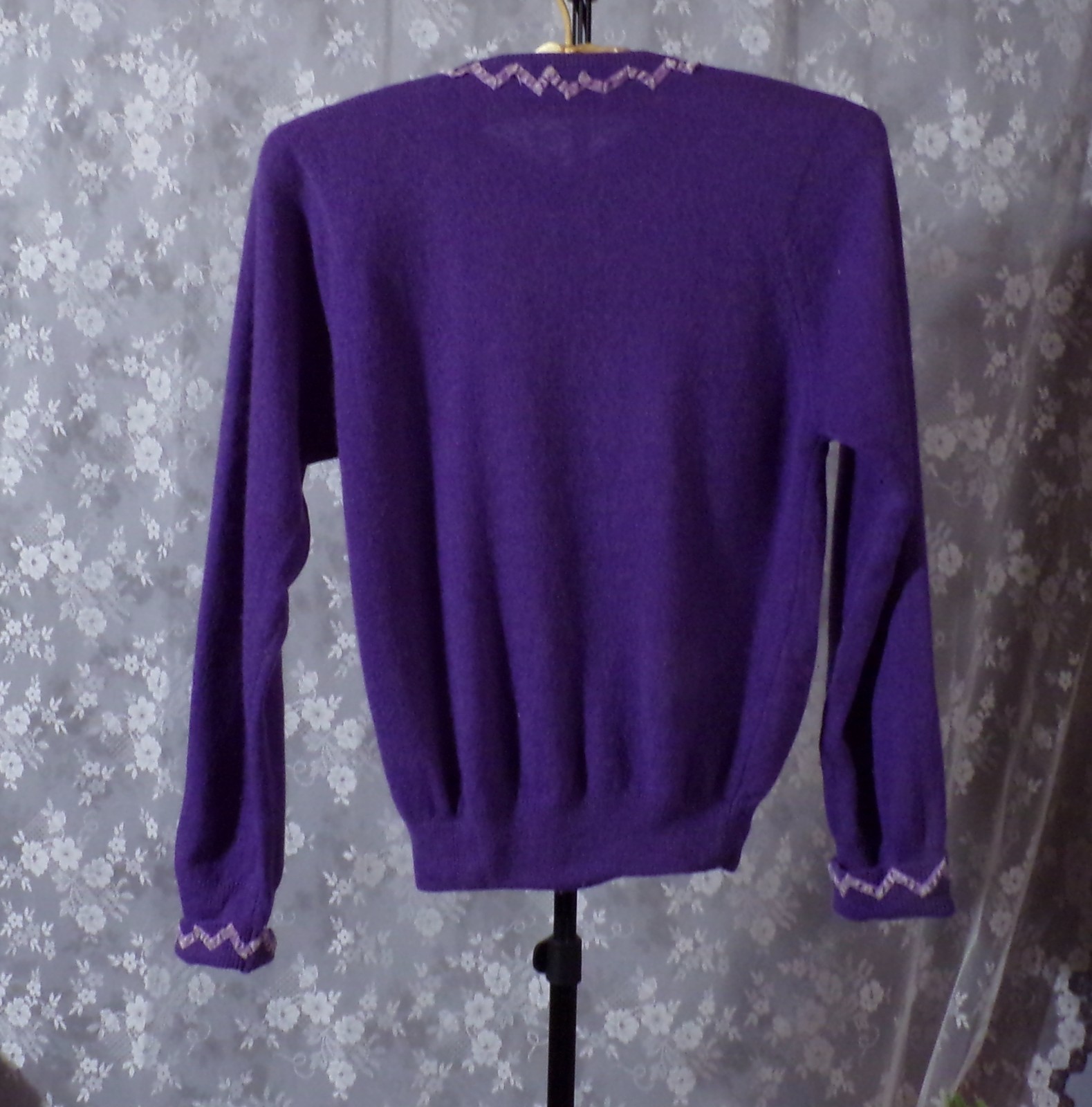 Vintage 50s Purple Cardigan Size Small 1950s Retro Arcylic Rockabilly Pinup