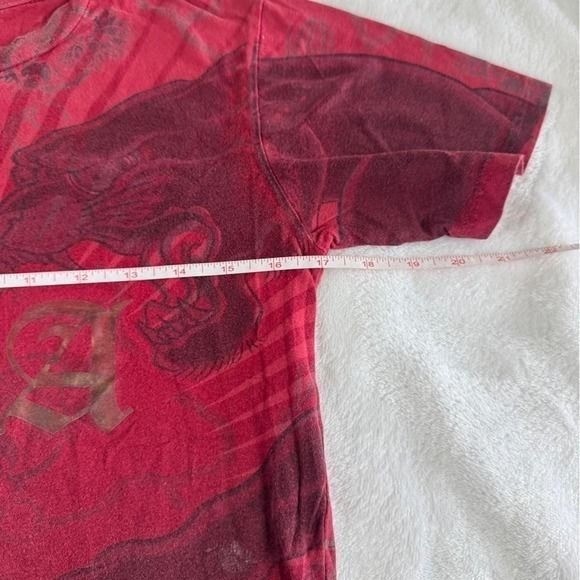 Christian Audigier Ed Hardy red lion AOP graphic top y2k vintage mcbling grunge