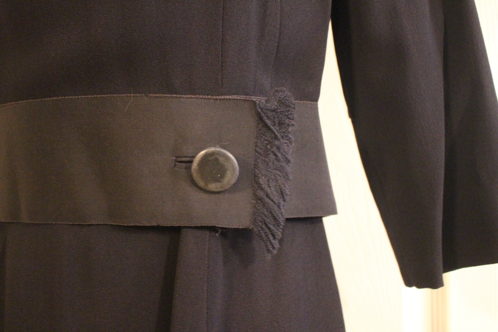 Maurice Rentner 60’s Vintage Silk Dark Navy Dress with Jacket Overlay (Small)