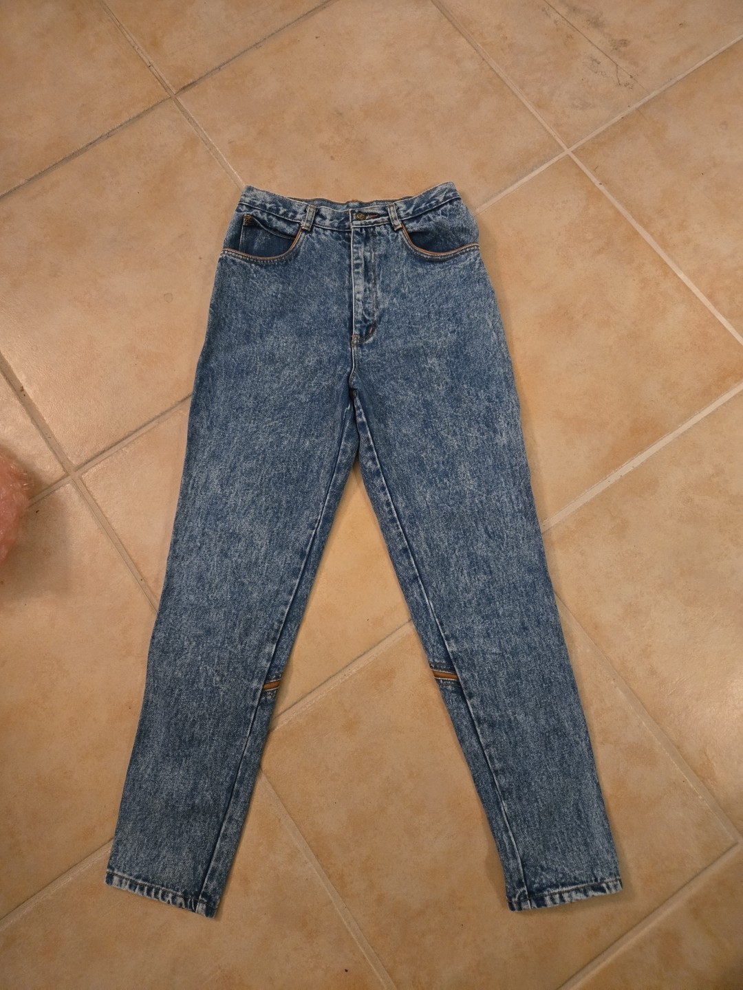 Vintage 80s Rio by Stephen Mardon Mom Jeans High Rise Taper Leg Leather Trim W26