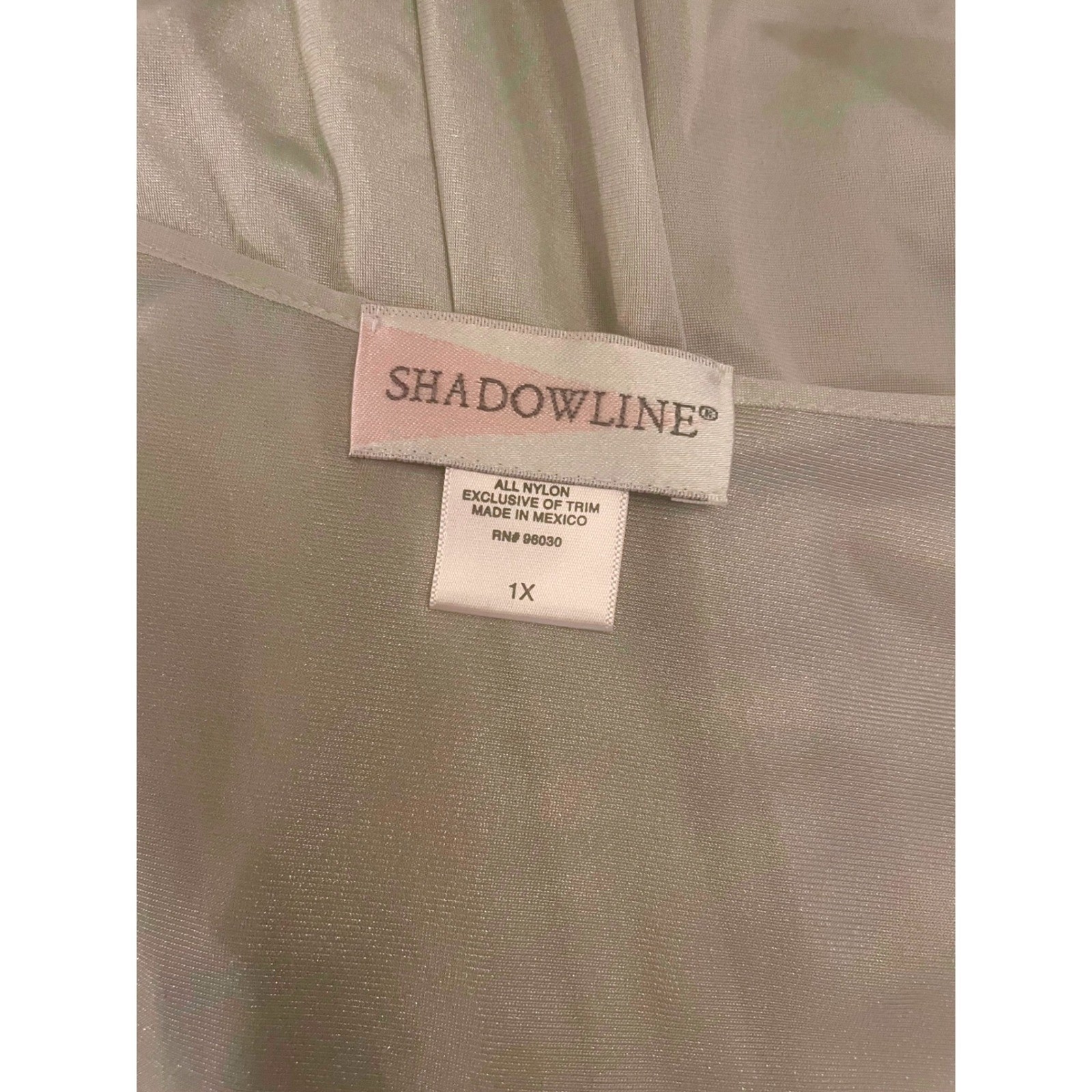 Vintage Shadowline Silver Lace Duster Robe 1X Long Nylon Peignoir Romantic