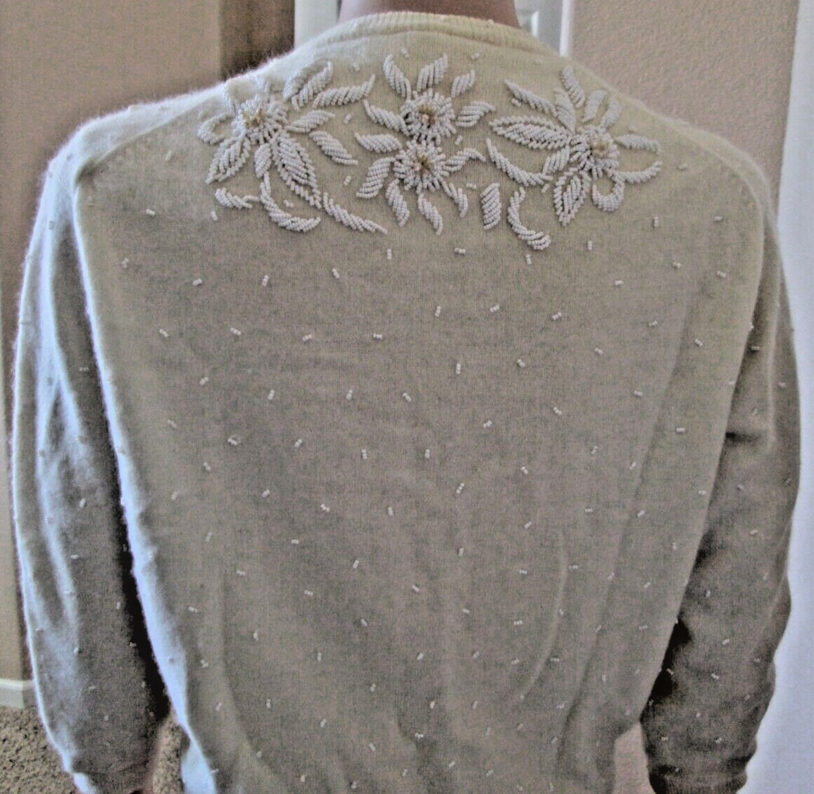 NEW IN Package GENE SHELLY Hand Beaded Lambs Wool Rabbit Angora Sweater Top