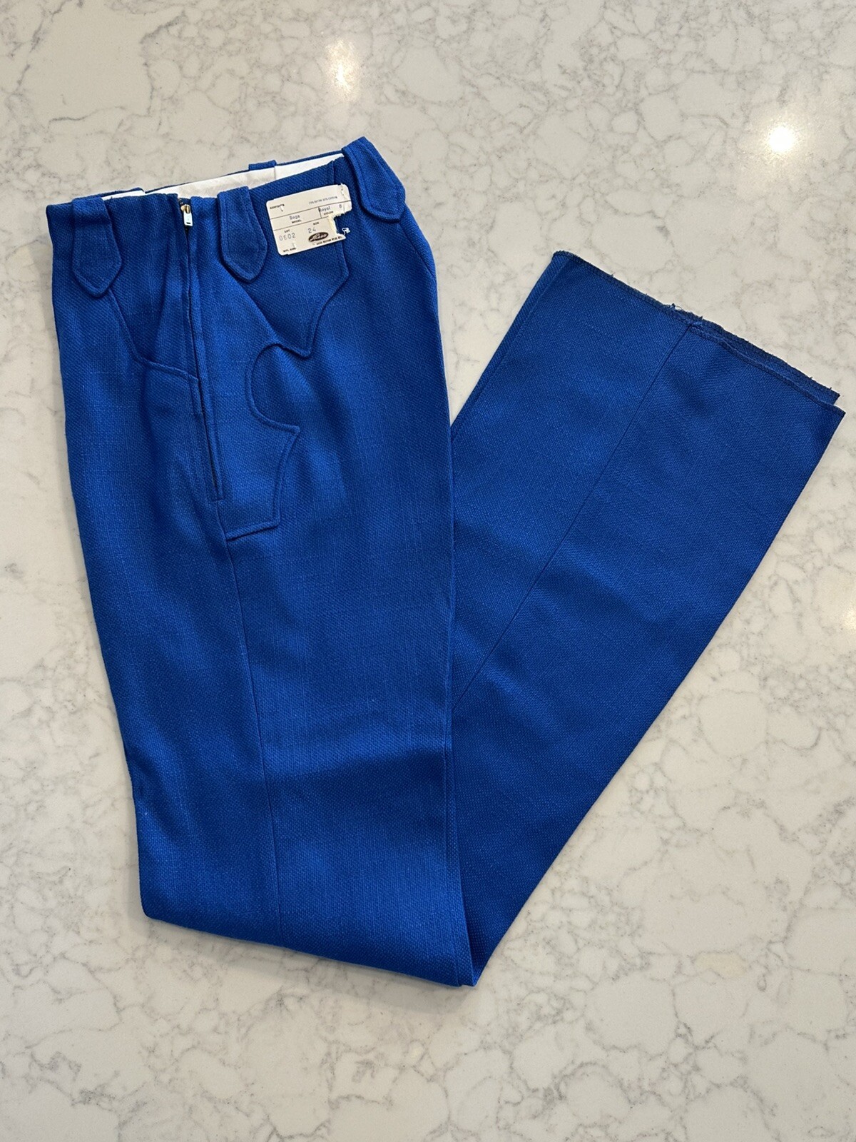 NWT Vintage Women’s Lasso Western Wear 70s Rodeo Ranch Pants Blue Tweed Size 24