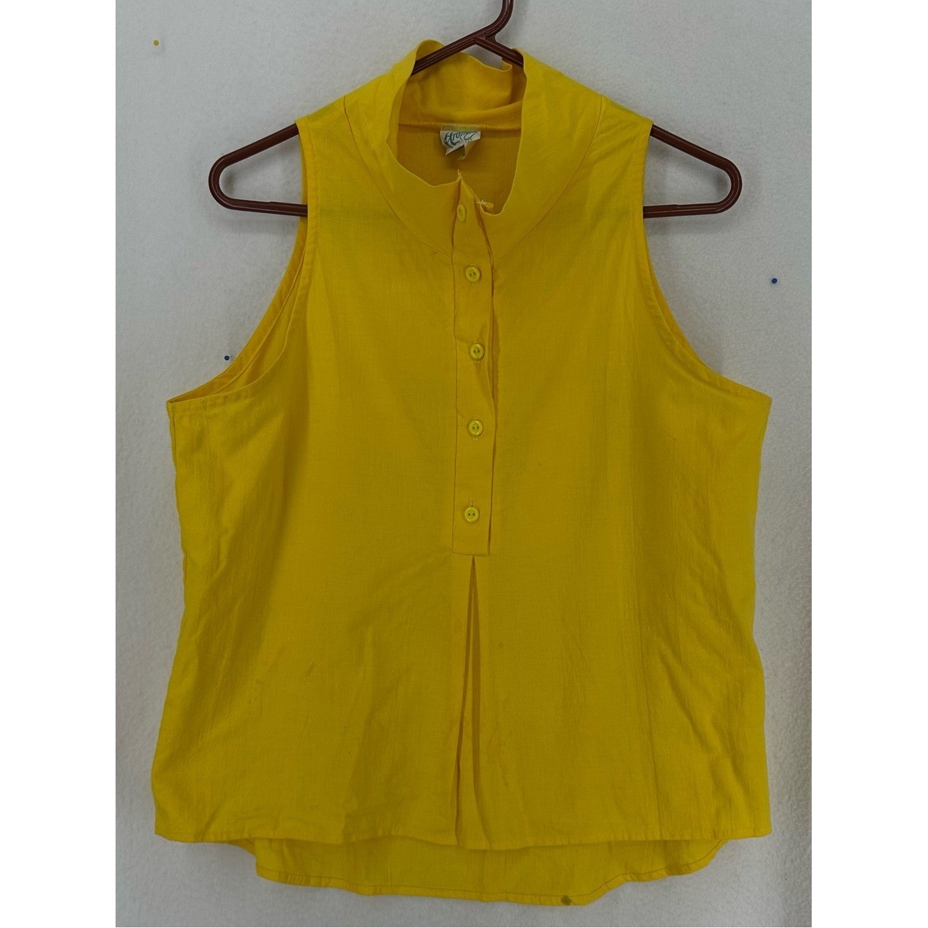 Vintage Ardmore Yellow Sleeveless Mock Neck Blouse Top USA Made Medium