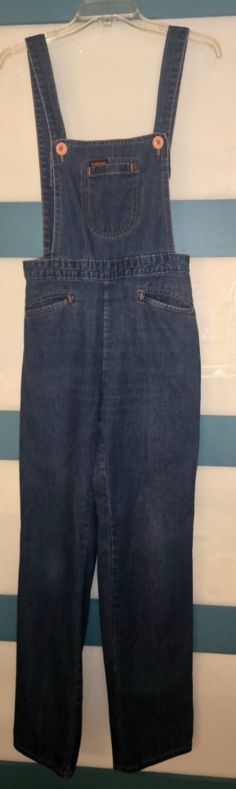 VINTAGE 70S LANDLUBBER OVERALLS JEANS DENIM 28 × 30 9 RARE BOSTON MASS USA EXC