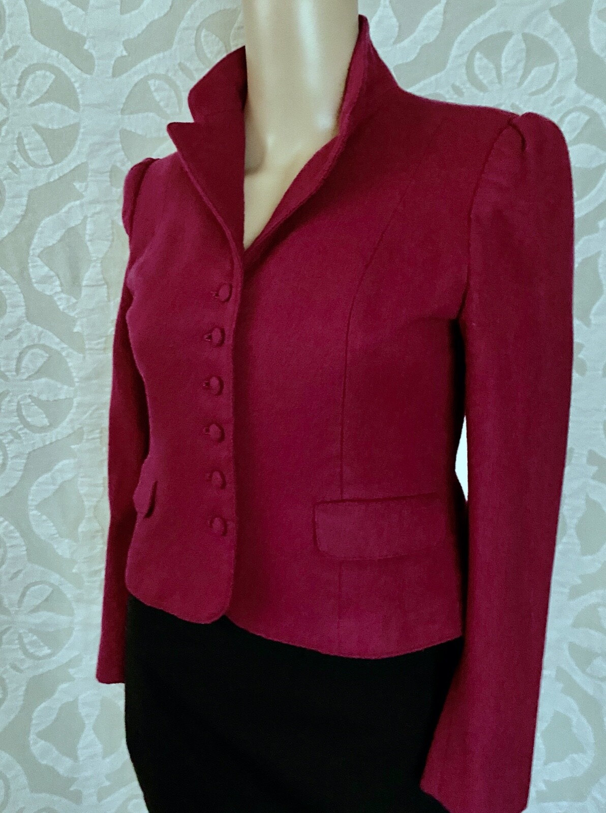 VTG Fitted Wool Jacket | Tailored by Handmacher | Covered Buttons| Petite | Pink