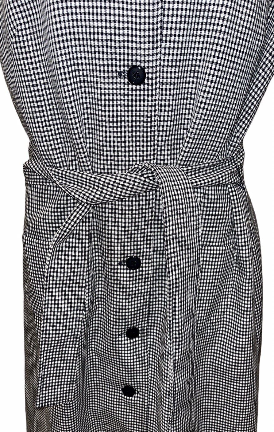 Vtg 90s Casual Corner Shirt Dress~Black/White Small Checkered Checks~sz 12