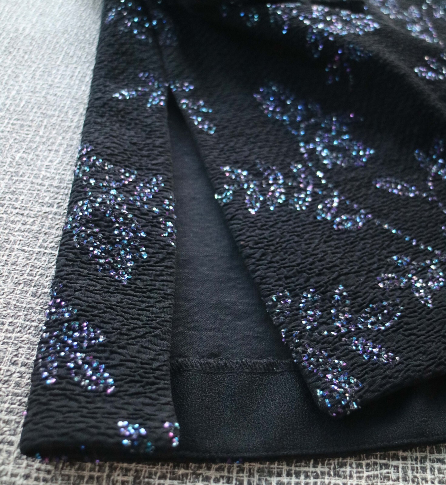 Vtg Leslie Fay Cocktail Jacket Dressy Blazer Black Purple Sequin 20P Petite Plus
