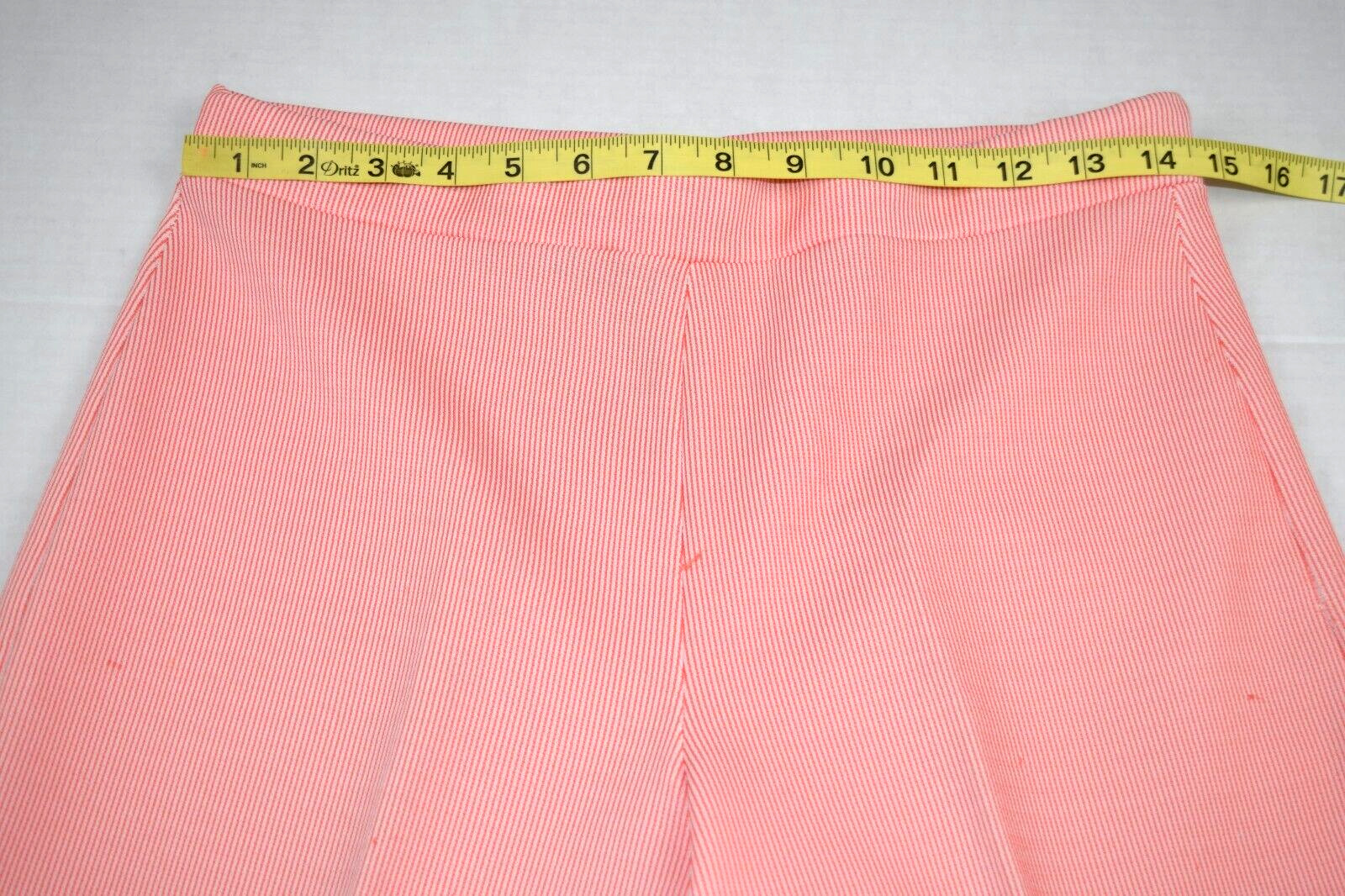 Vintage Top Pants Set Ecco Bay Size S/M 70s Red White Candy Stripe Poly Made USA