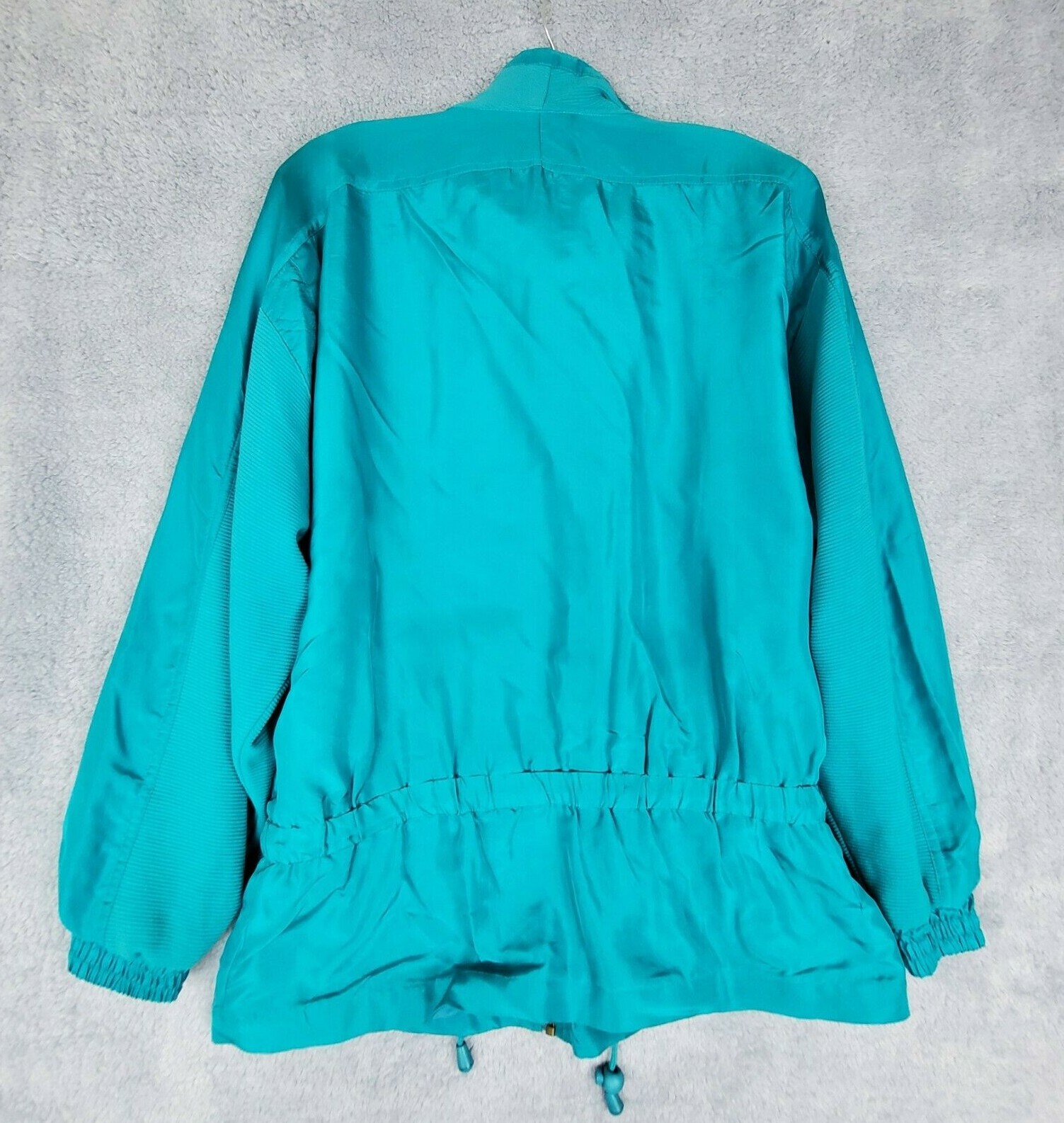 NWT LAVON Jacket Size Sm Blue 90s Las Vegas Stardust 100% Silk Mock Neck Parka