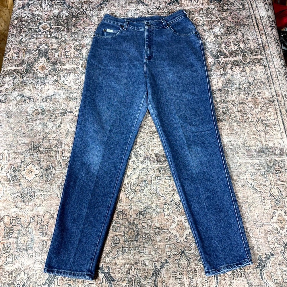 Vintage Lee Jeans Women’s 31×31 Blue Cotton Denim Mom Tapered Leg Faded Workwear
