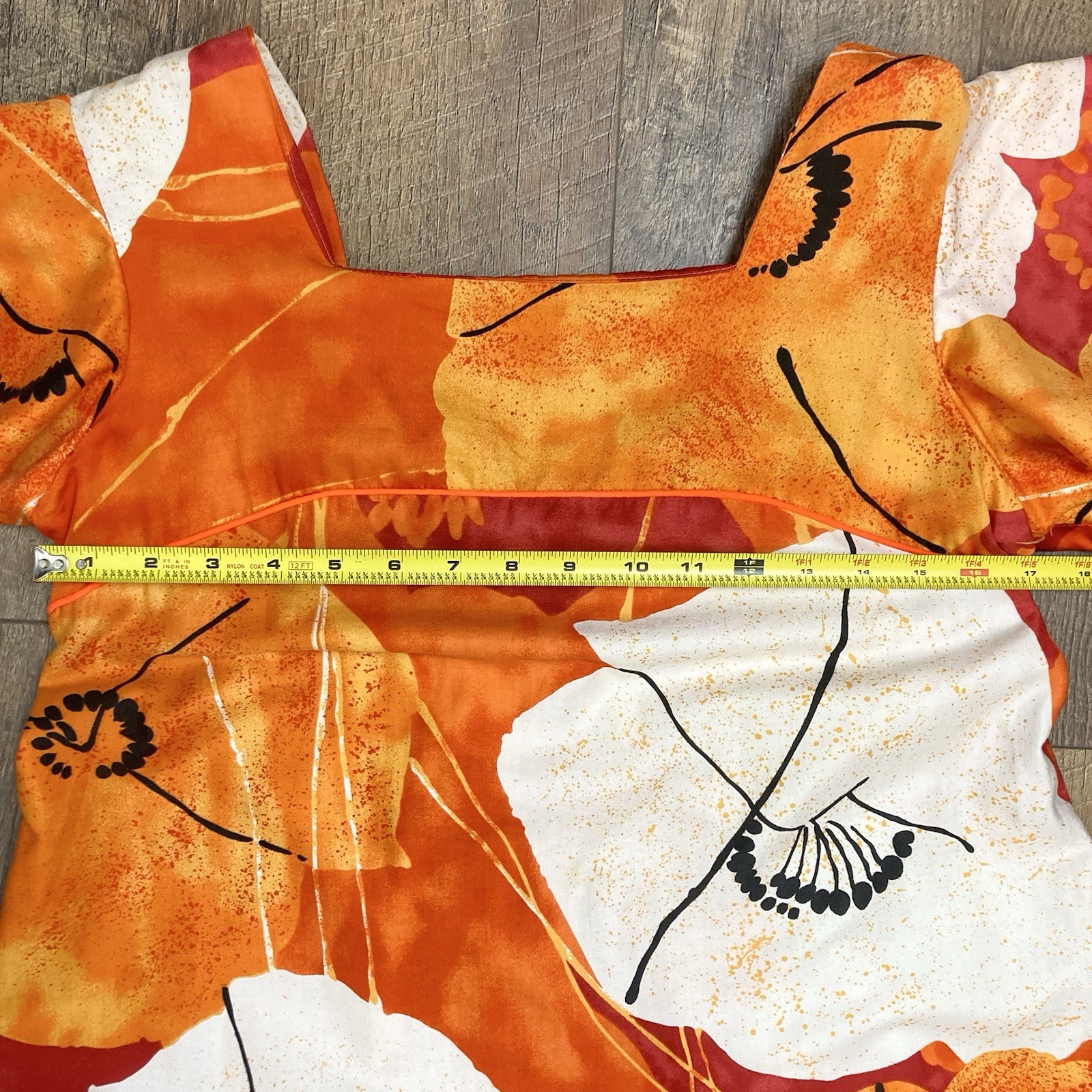 McInerny Hawaii Vintage Vtg 1970s 70s Maxi Mumu Poppy Floral Orange Dress sz L