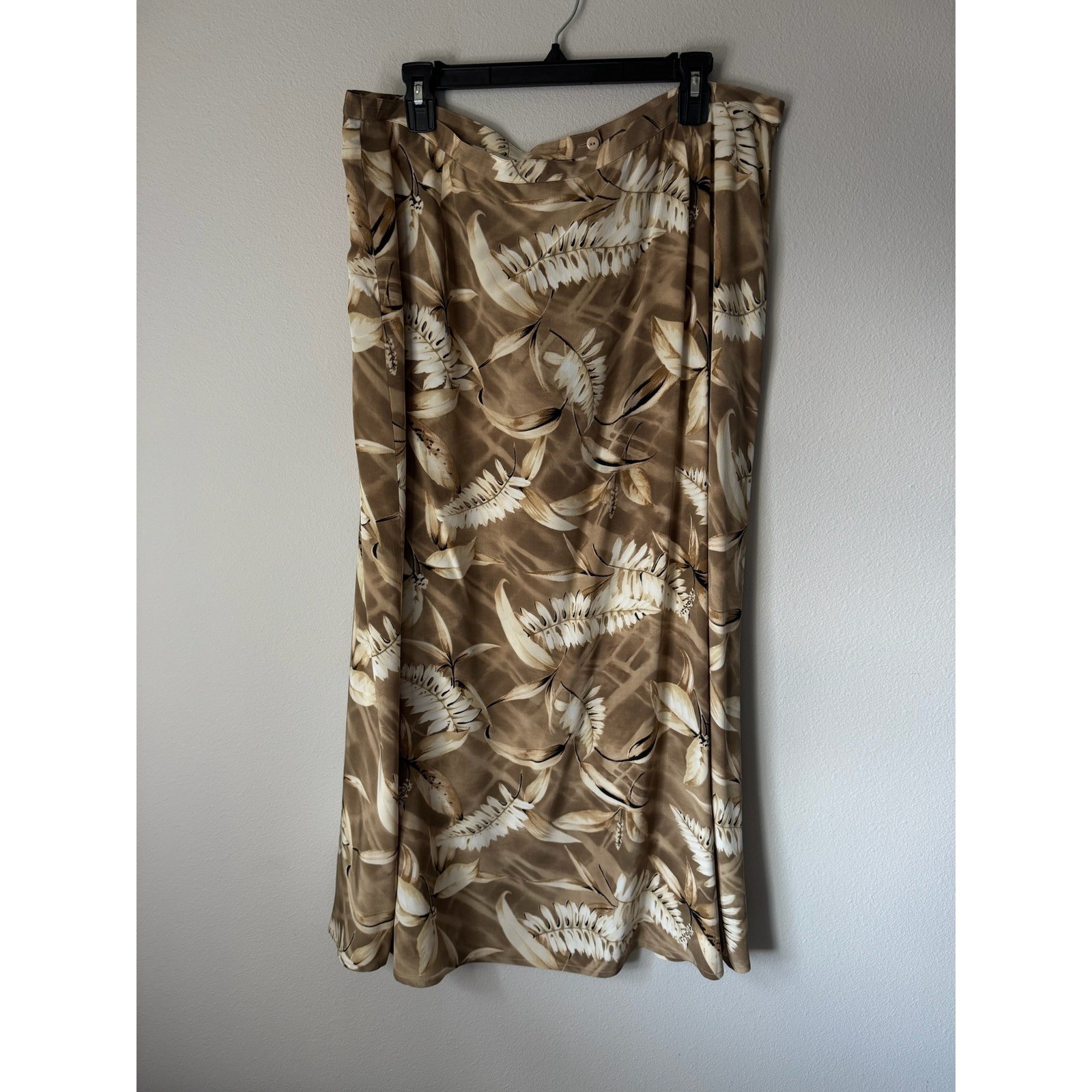 Allison Taylor Woman Vintage 100% Silk 2pc Set Tropical Leaf Shirt 2X Skirt 1X