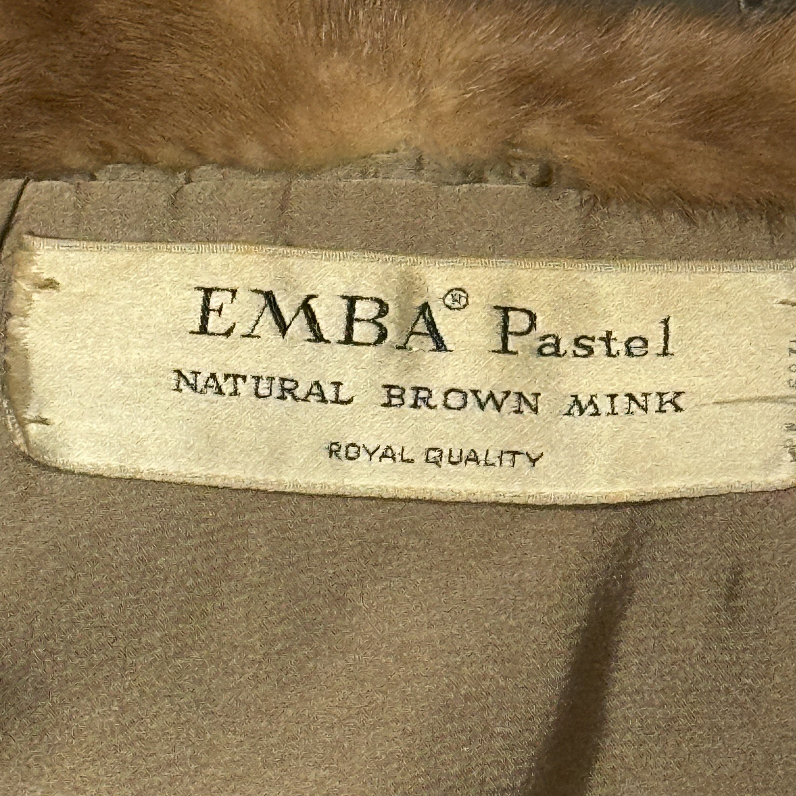 Vintage EMBA Pastel Natural Brown Mink Capelet Jacket Royal Quality L 3/4 Sleeve