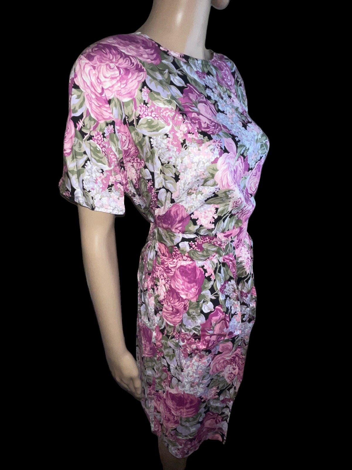 VTG 80s Langtry Floral 2 Piece Jumper Shorts Blouse Pink Flowers Medium Mom