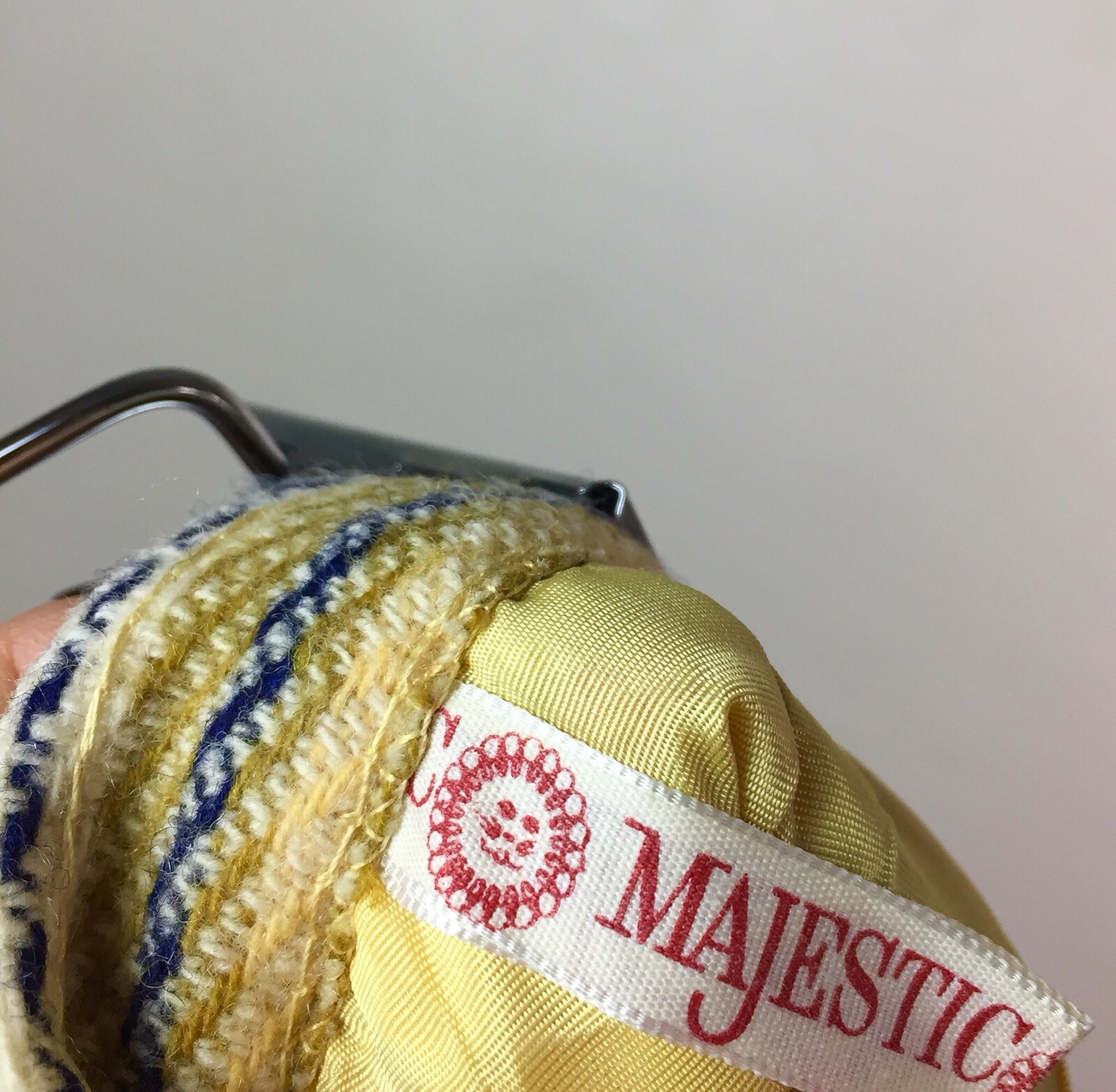 Majestic High Waist Pencil Skirt 1960’s Union Striped Wool Yellow Blue XS / 25