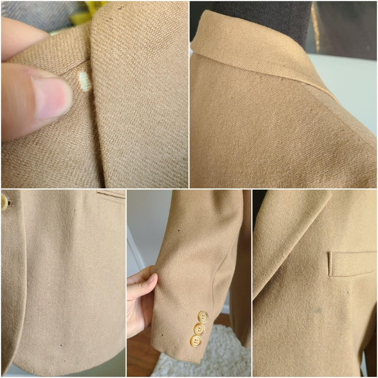vtg 80s Burberry Blazer Jacket Womens wool Camel Brown suit jacket AS IS*