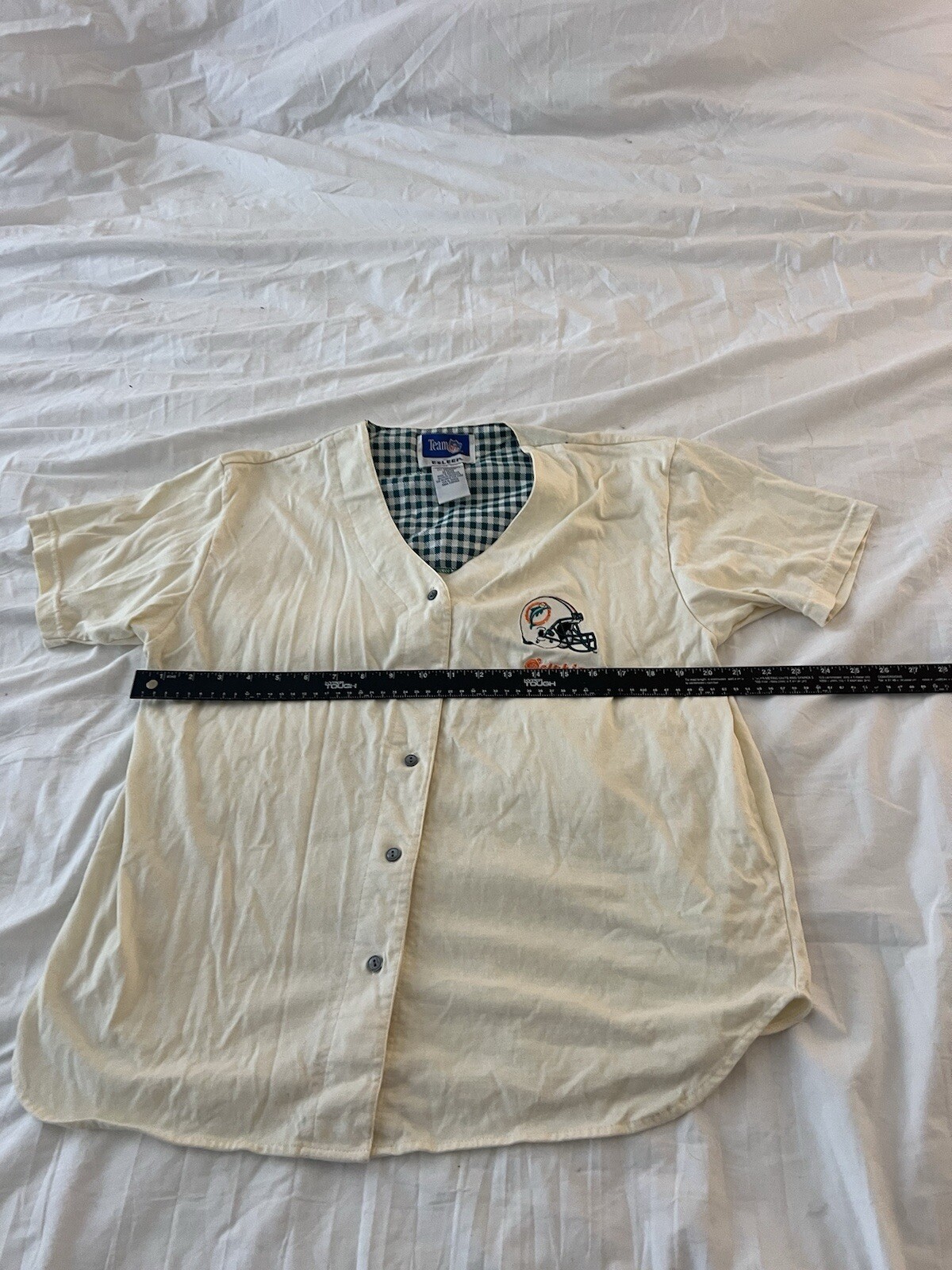 Vintage Miami Dolphins NFL By Esleep Button Up Pajama Shirt Womens Medium 380