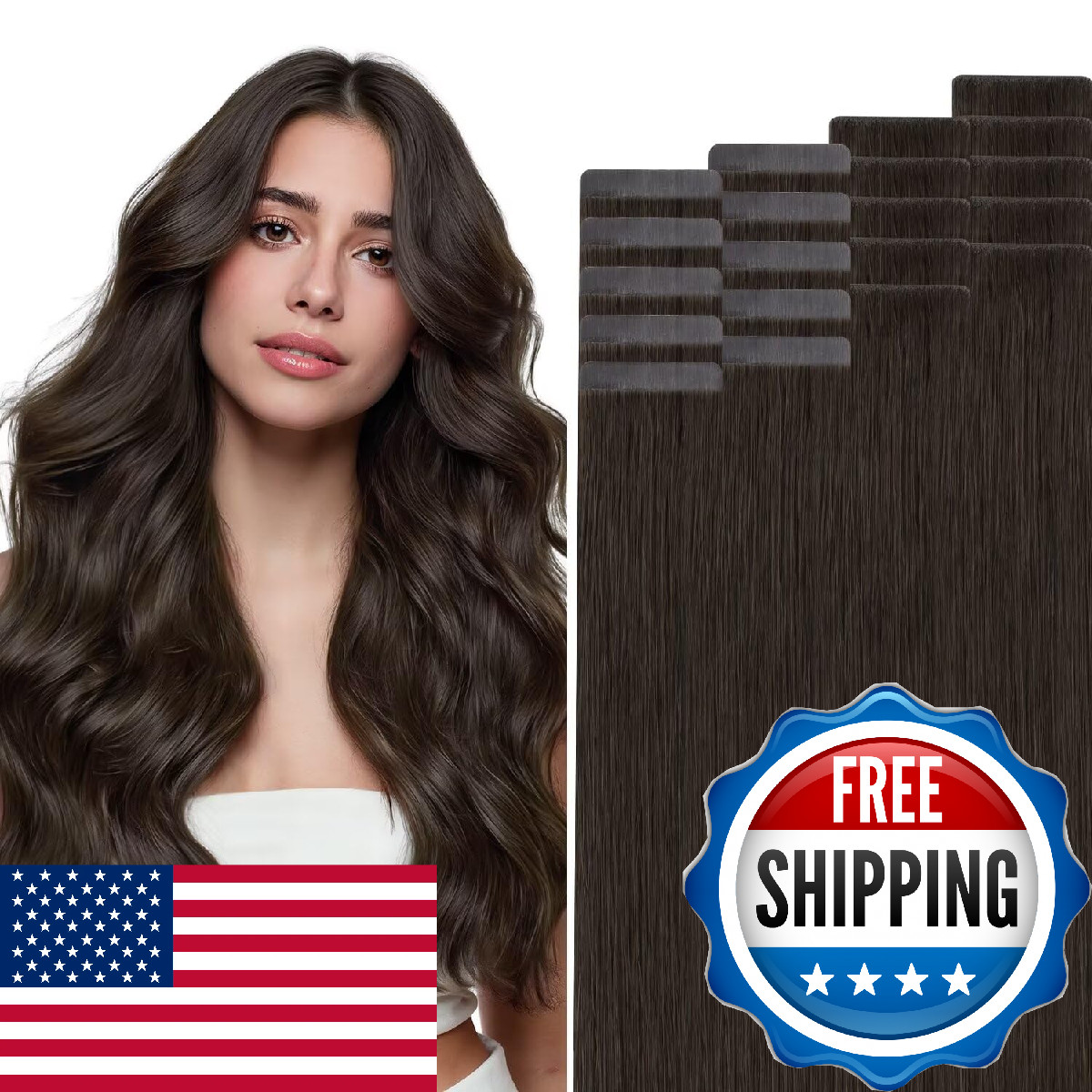 HOTBANANA Invisi Edge Tape in Hair Extensions Human Hair, 18inch 50g 10pcs Invis