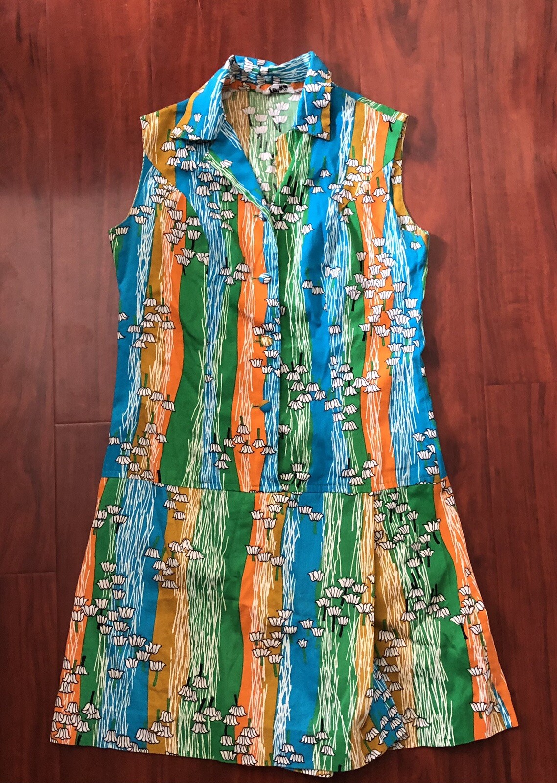 Vintage 60s Terry Chicago Mod Shift Romper Skort Size Small Lily Of The Valley