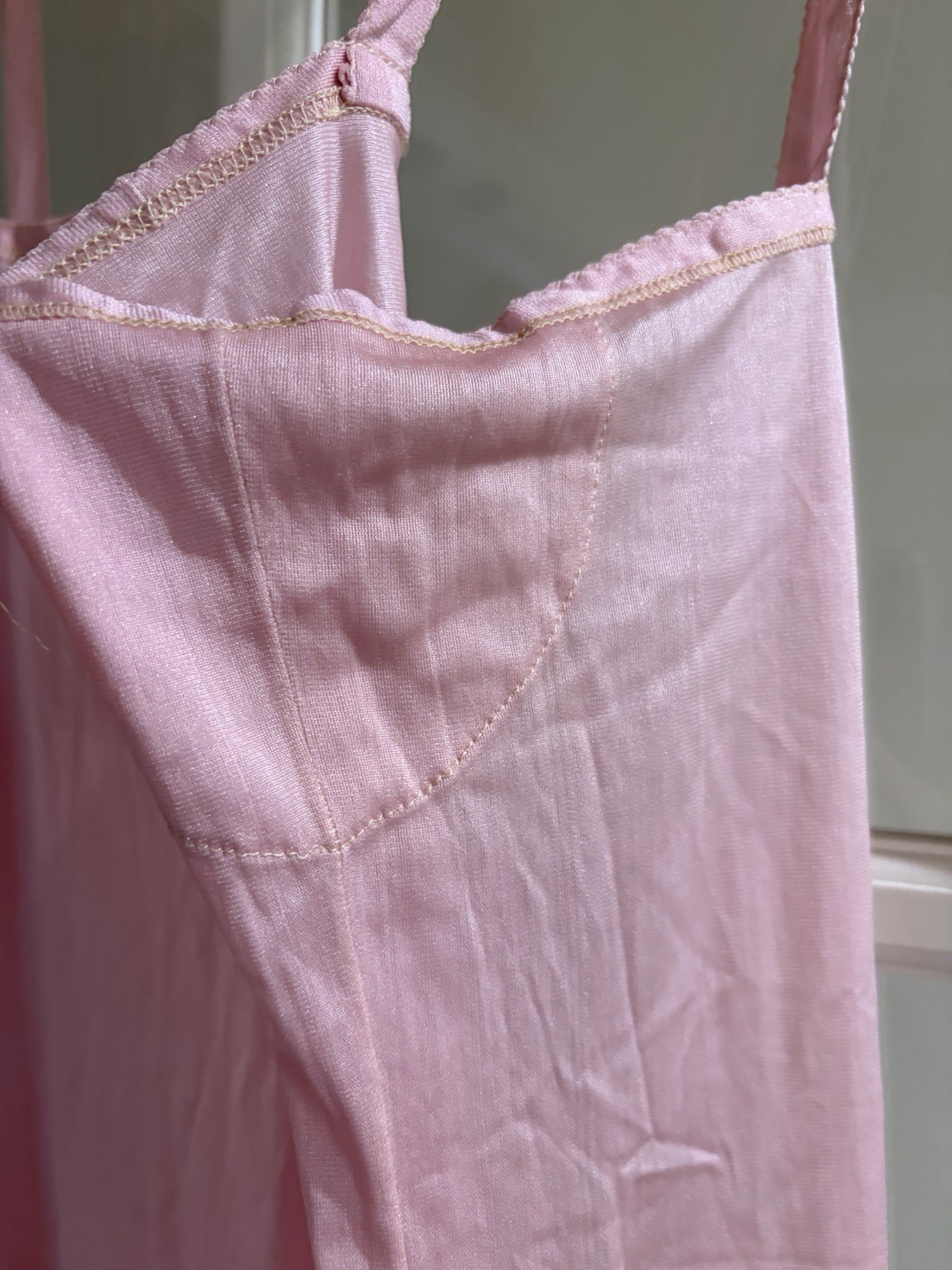 LOVELY 1940s RICHELIEU PINK SILK RAYON CHEMISE SLIP LINGERIE- SZ 8