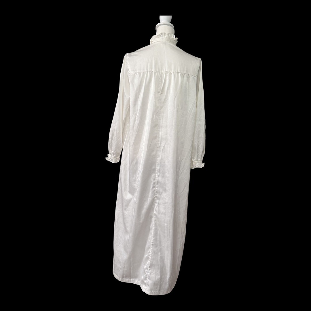 Jodie Arden Vintage Nightgown White Floral Embroidered Long Sleeve Womens L