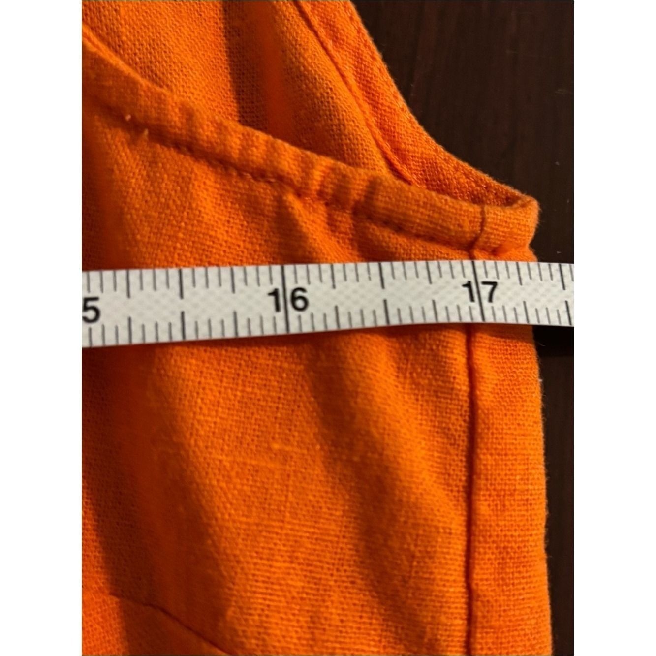 Vintage Selene Sport Sz Med Orange Linen Blend Sleeveless Faux Wrap Collared Top