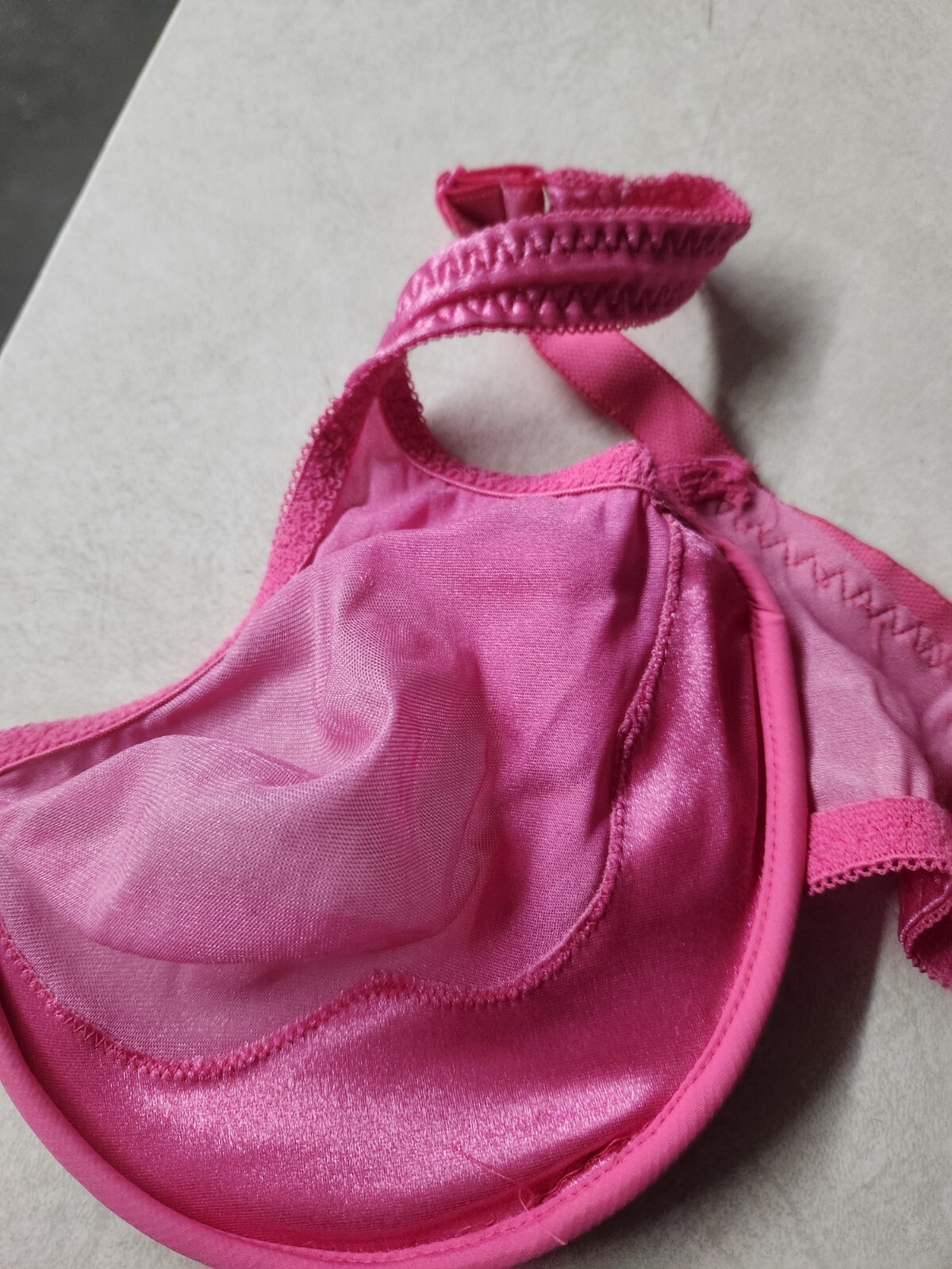 Vintage Satin Sheer Bra Front Closure 40D Pink