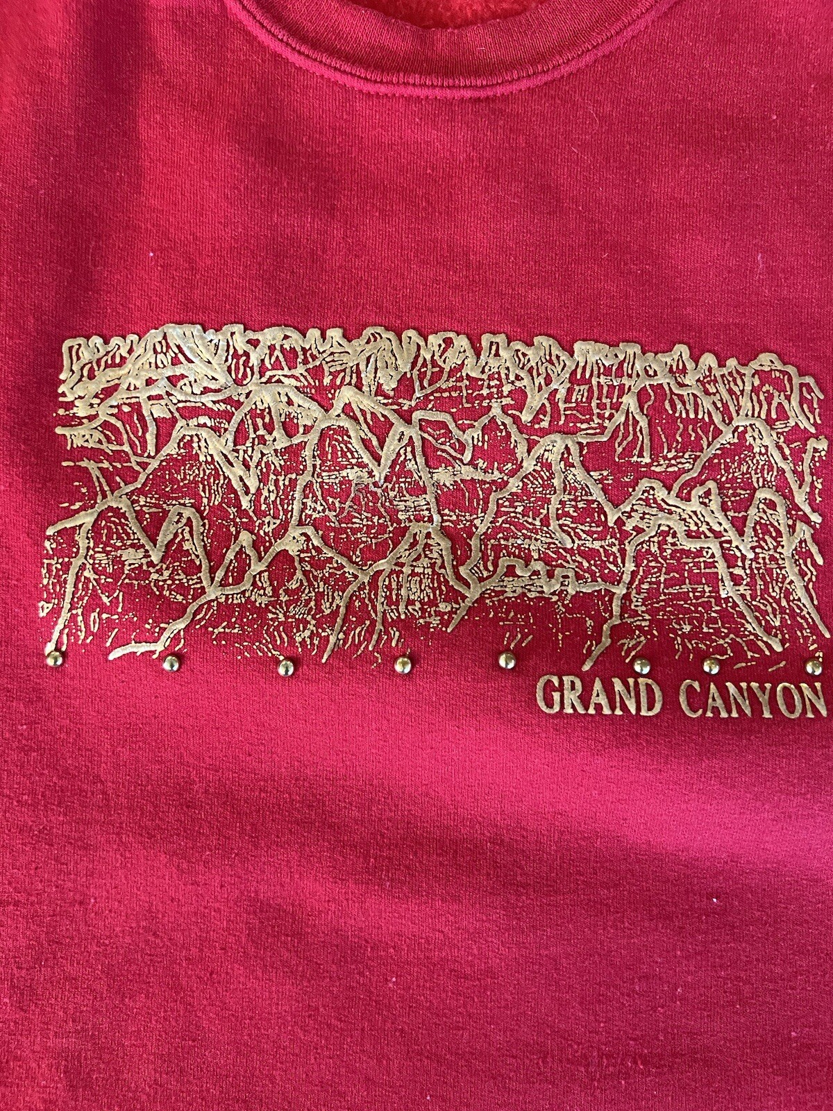 Grand Canyon VTG Sweatshirt Mens L Red Gold Bedazzled Stud Graphic Grandmacore