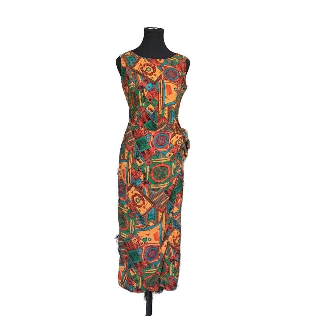 Vintage 1980’s-early 90’s Tribal Print Maxi Dress/ariana – ,