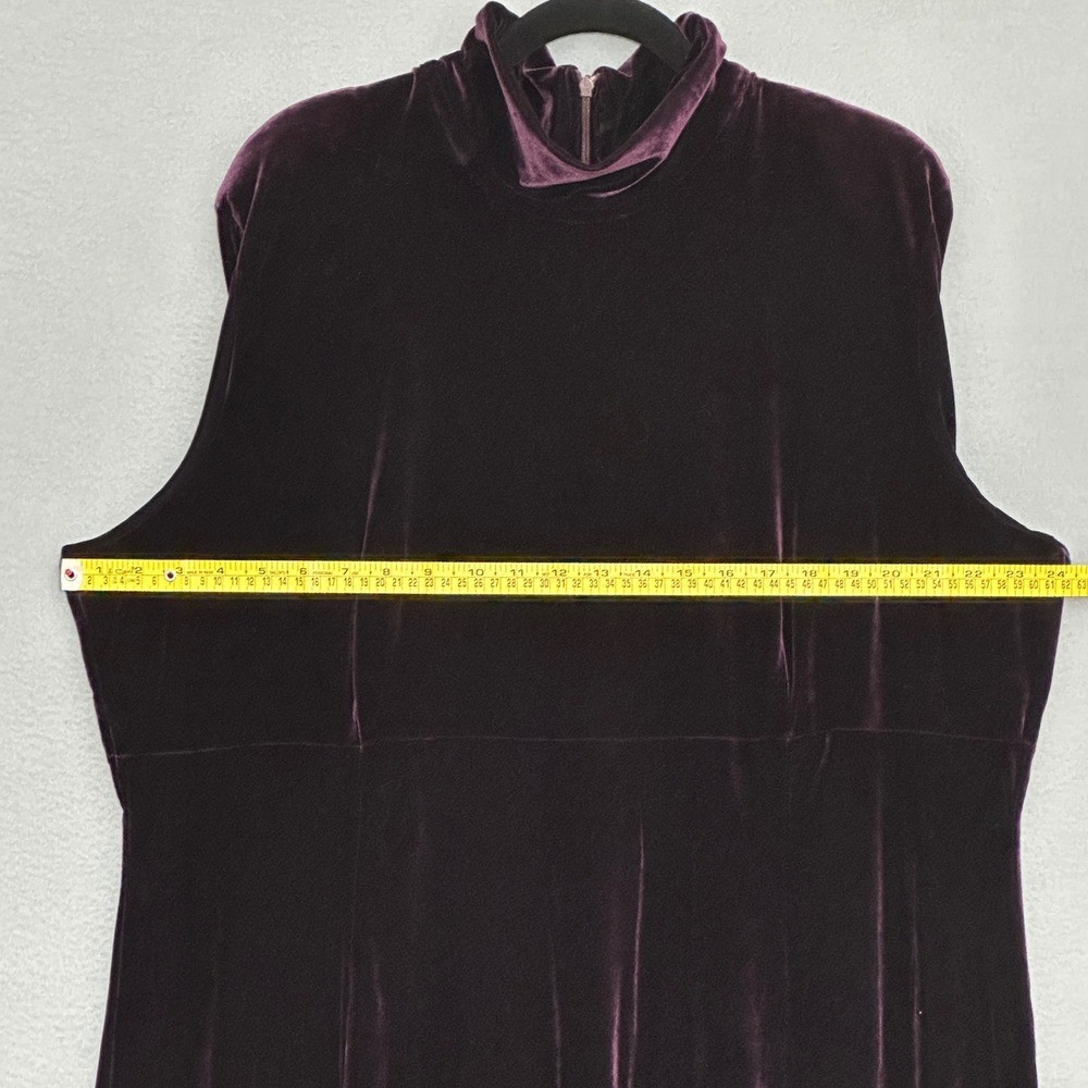 VTG KC Spencer Womens Dress Plus 1X Plum Purple Velvet Mock Neck Modest Maxi