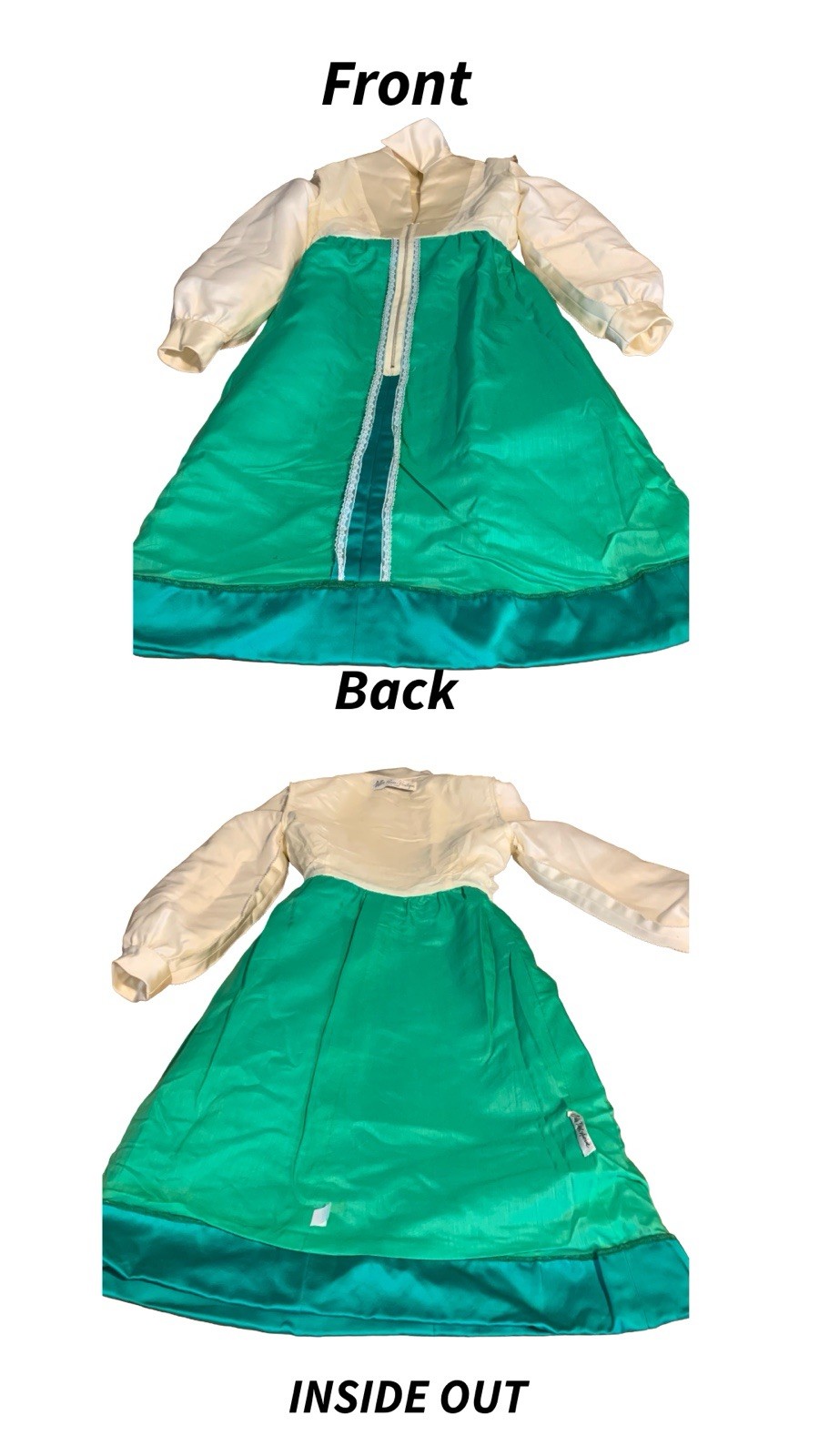 VINTAGE 1960’s GREEN & CREAM MOLLIE PARNES BOUTIQUE DRESS SZ APPX SM