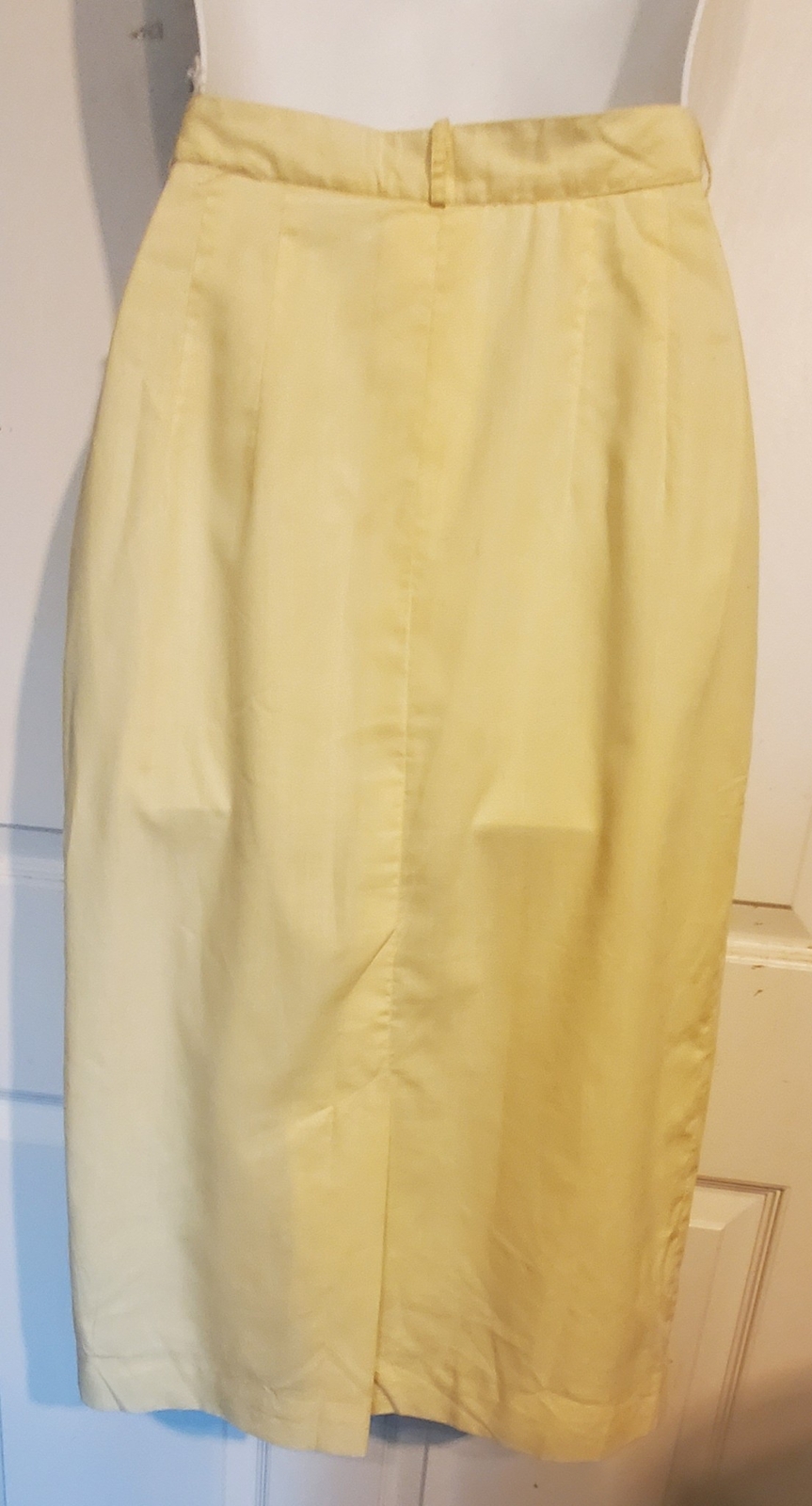 Vintage 50s 60s Light Yellow Dacron Cotton Summer Skirt Lined Majestic W24