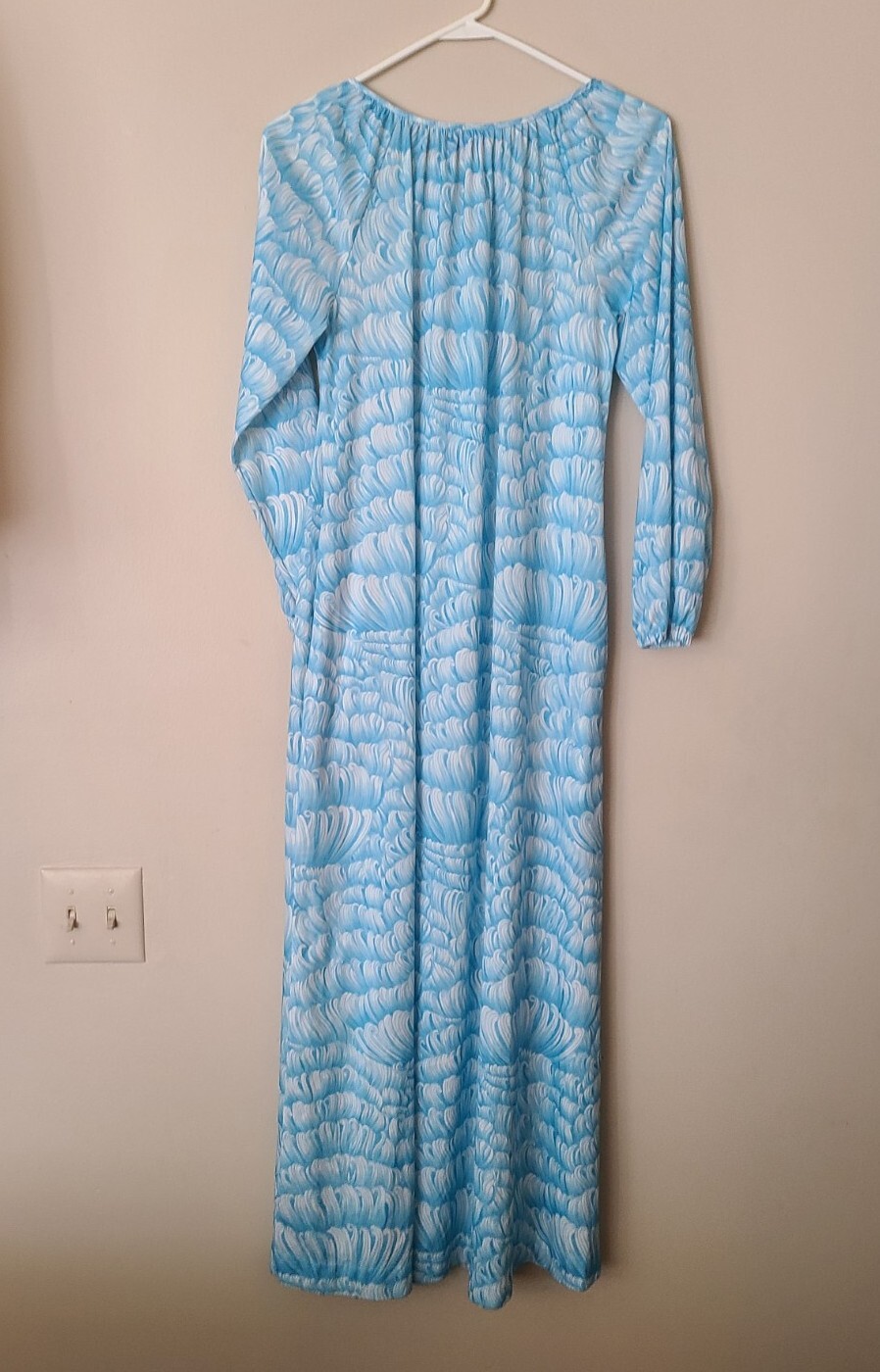 Vtg Blue Swirl Travel-Lite by Boutique Front Zip Tie Robe Housecoat Sz S Kaftan