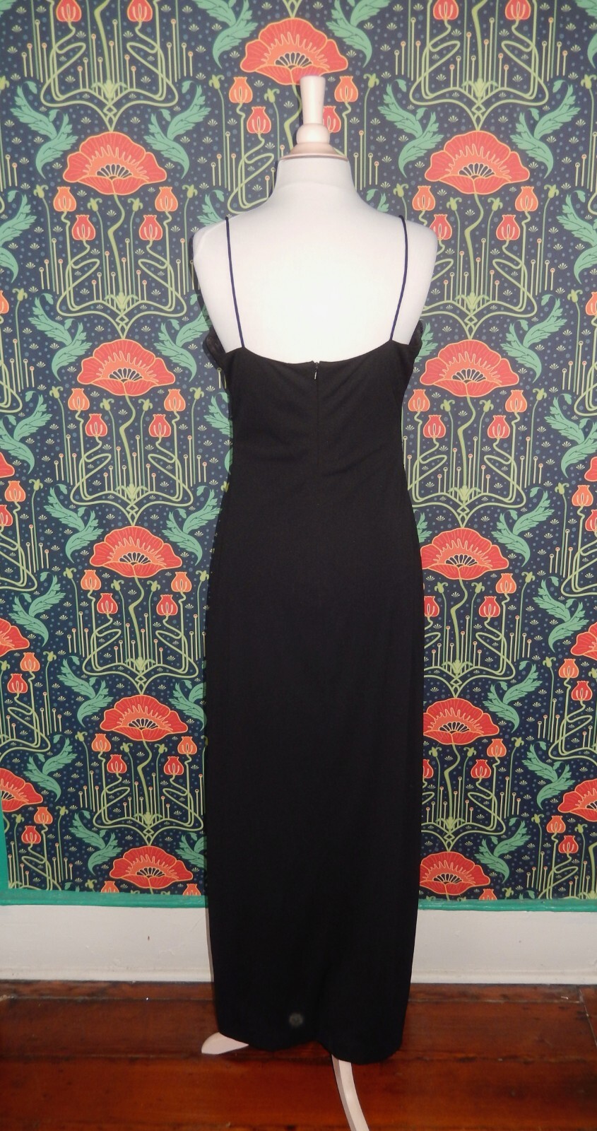 Vintage 90’s Y2K Whimsigoth Black Diagonal Beaded Homecoming Prom Formal Dress